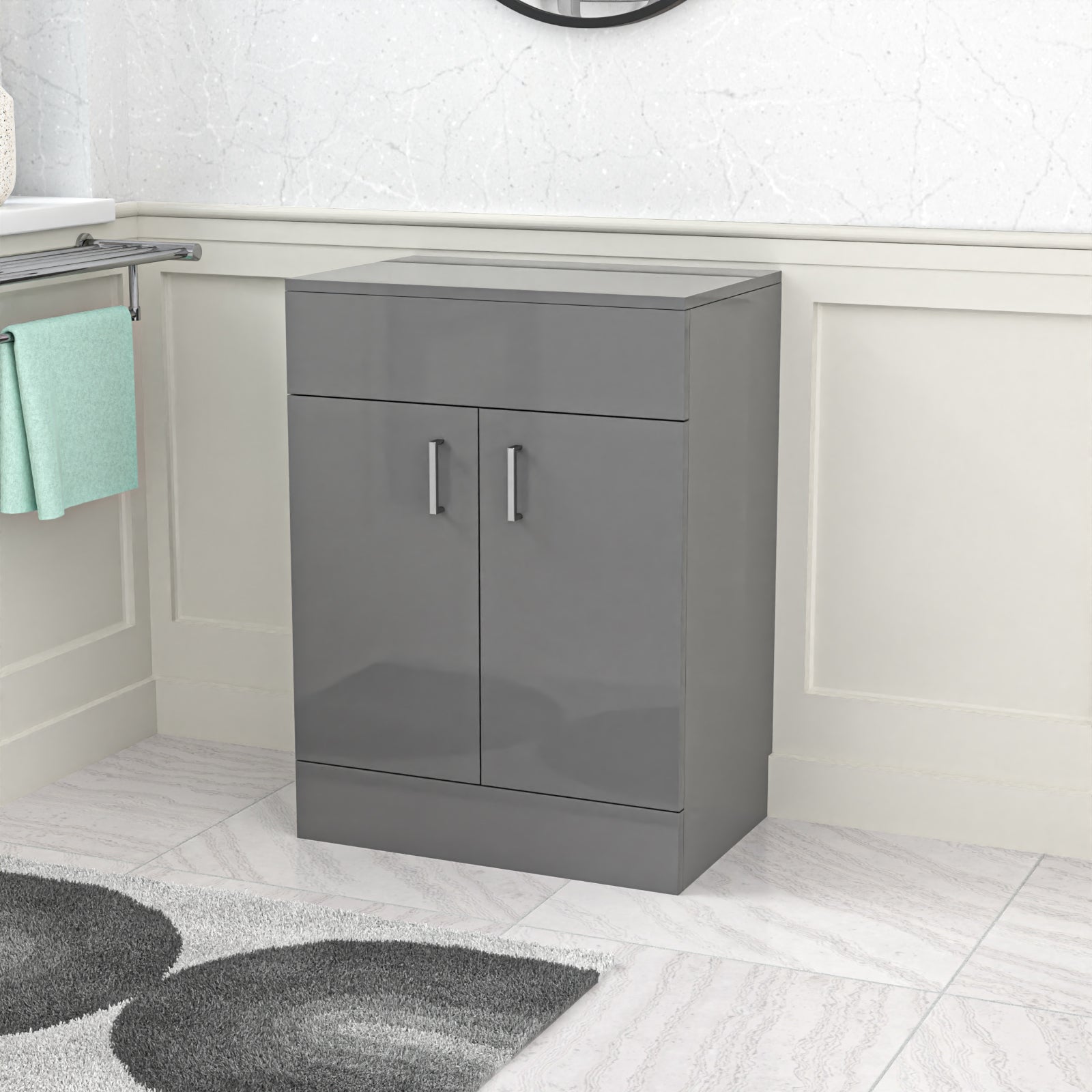 Nanuya 600mm Vanity Unit Cabinet With Worktop Grey