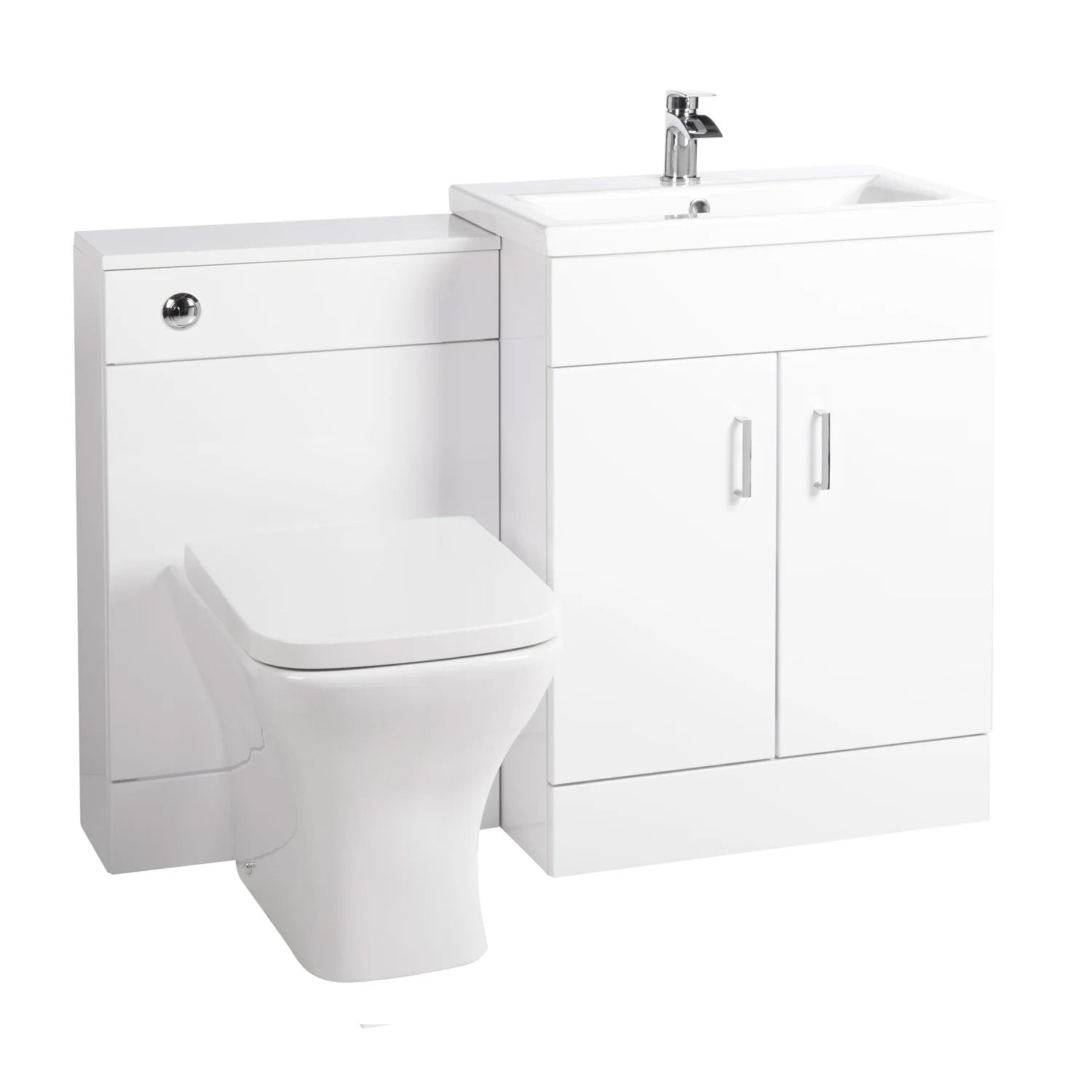 Nanuya 1100mm Floor Standing White Vanity, Basin & BTW Rimless Toilet