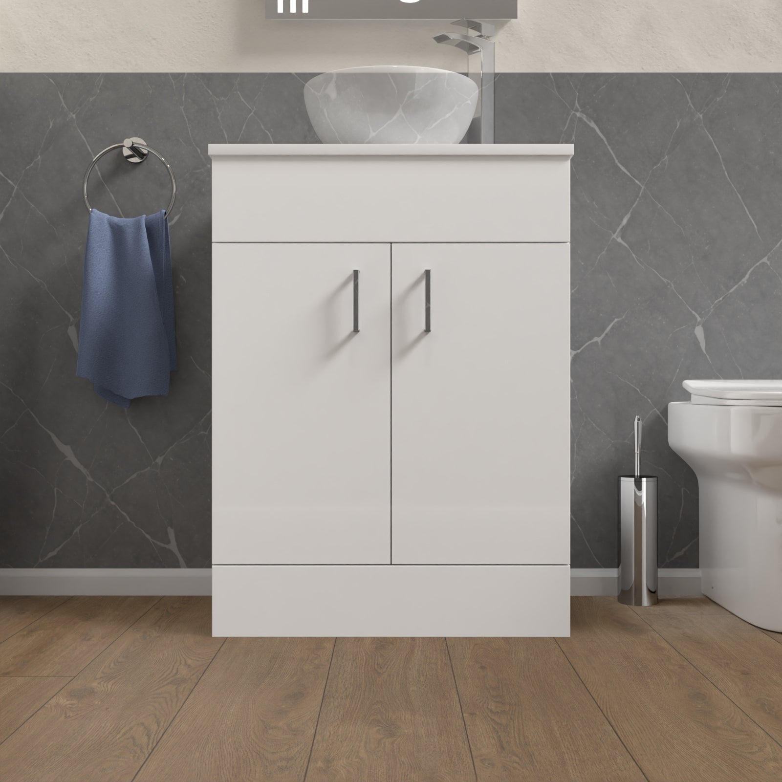 Nanuya 600mm Vanity Unit Cabinet With Worktop White
