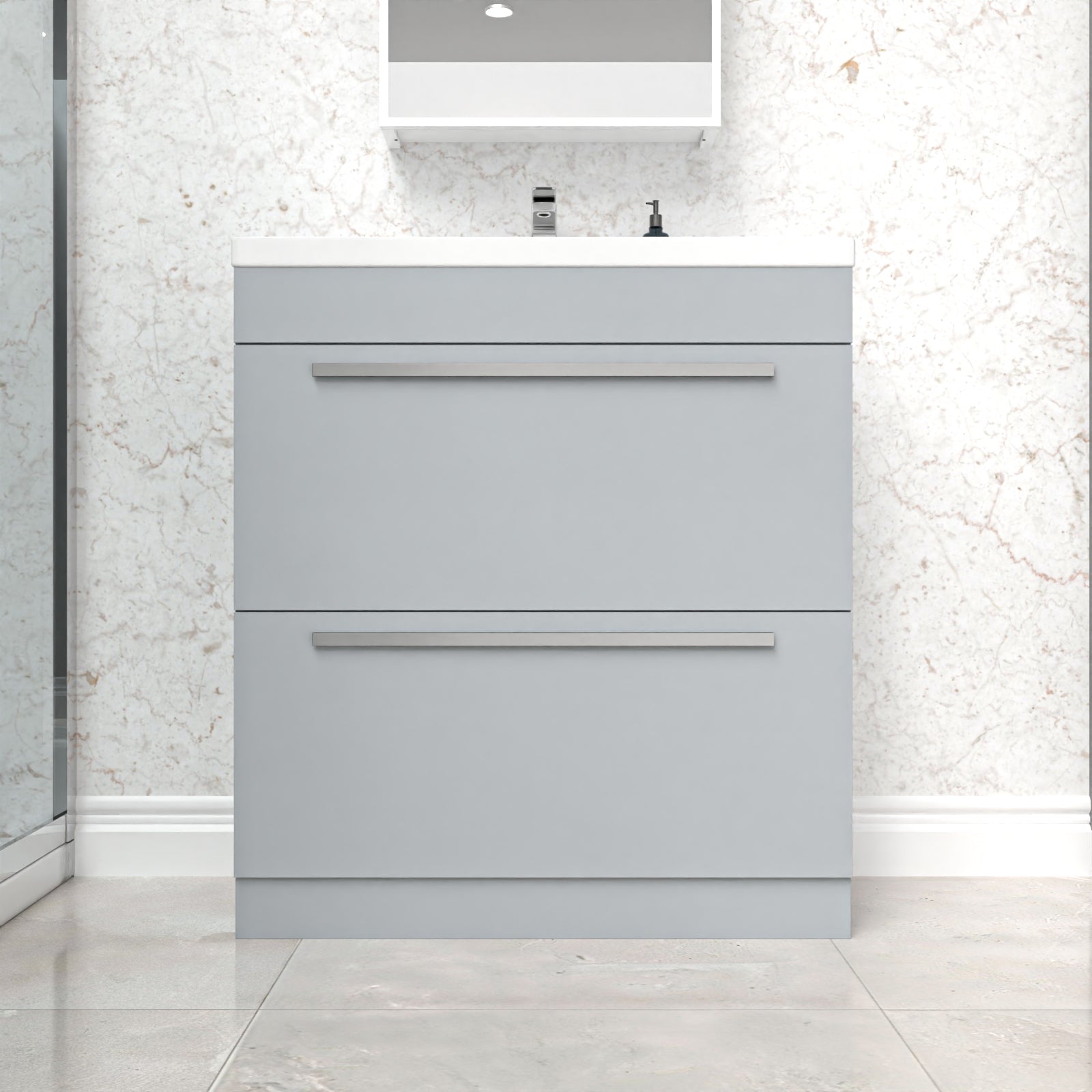 Nanuya 800mm Matte Grey 2 Drawers Basin Vanity Unit