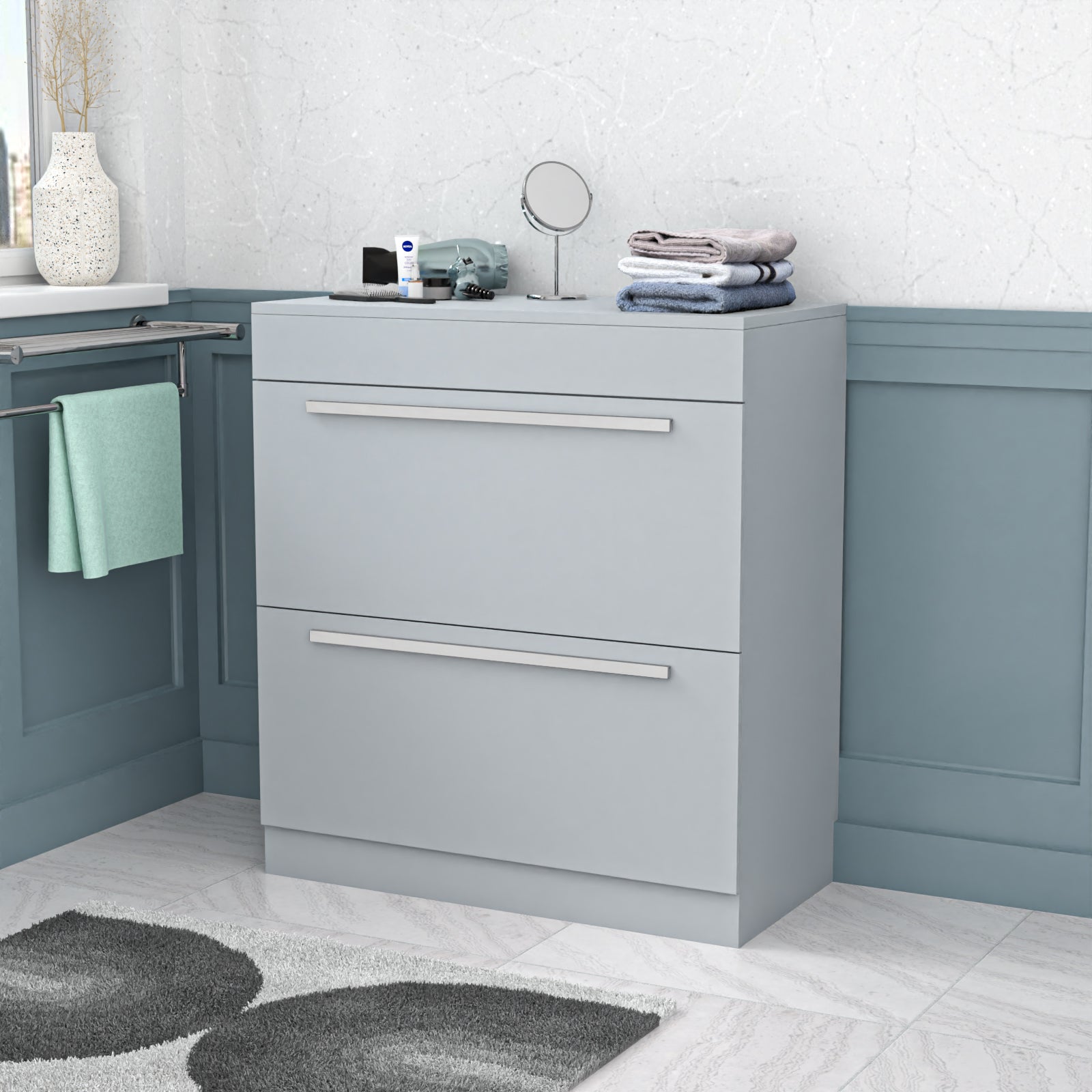 Nanuya 800mm Matte Grey Vanity Unit Cabinet With Worktop