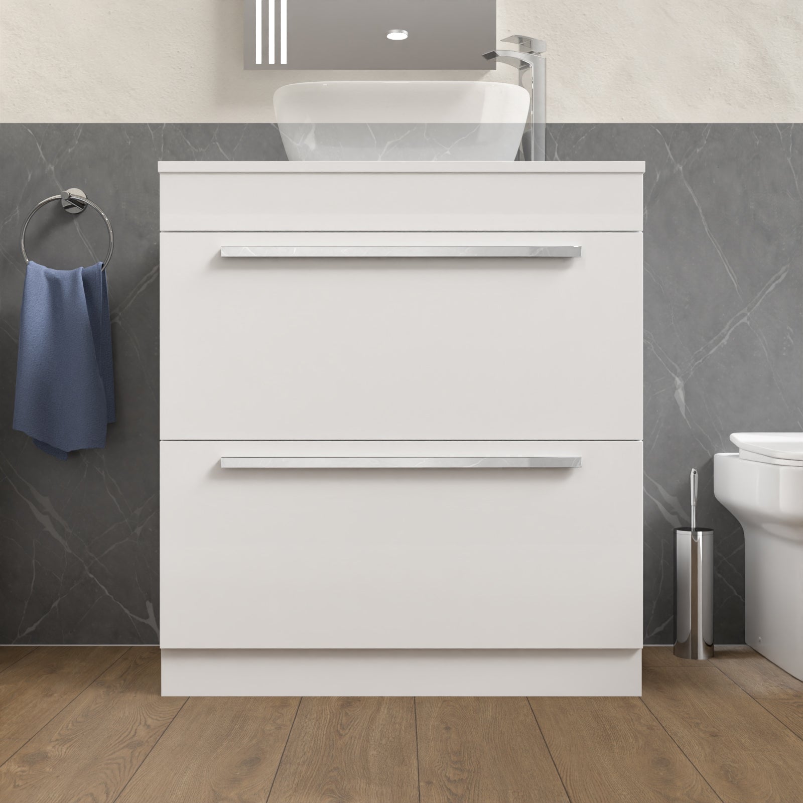 Nanuya 800mm White Vanity Unit Cabinet With Worktop