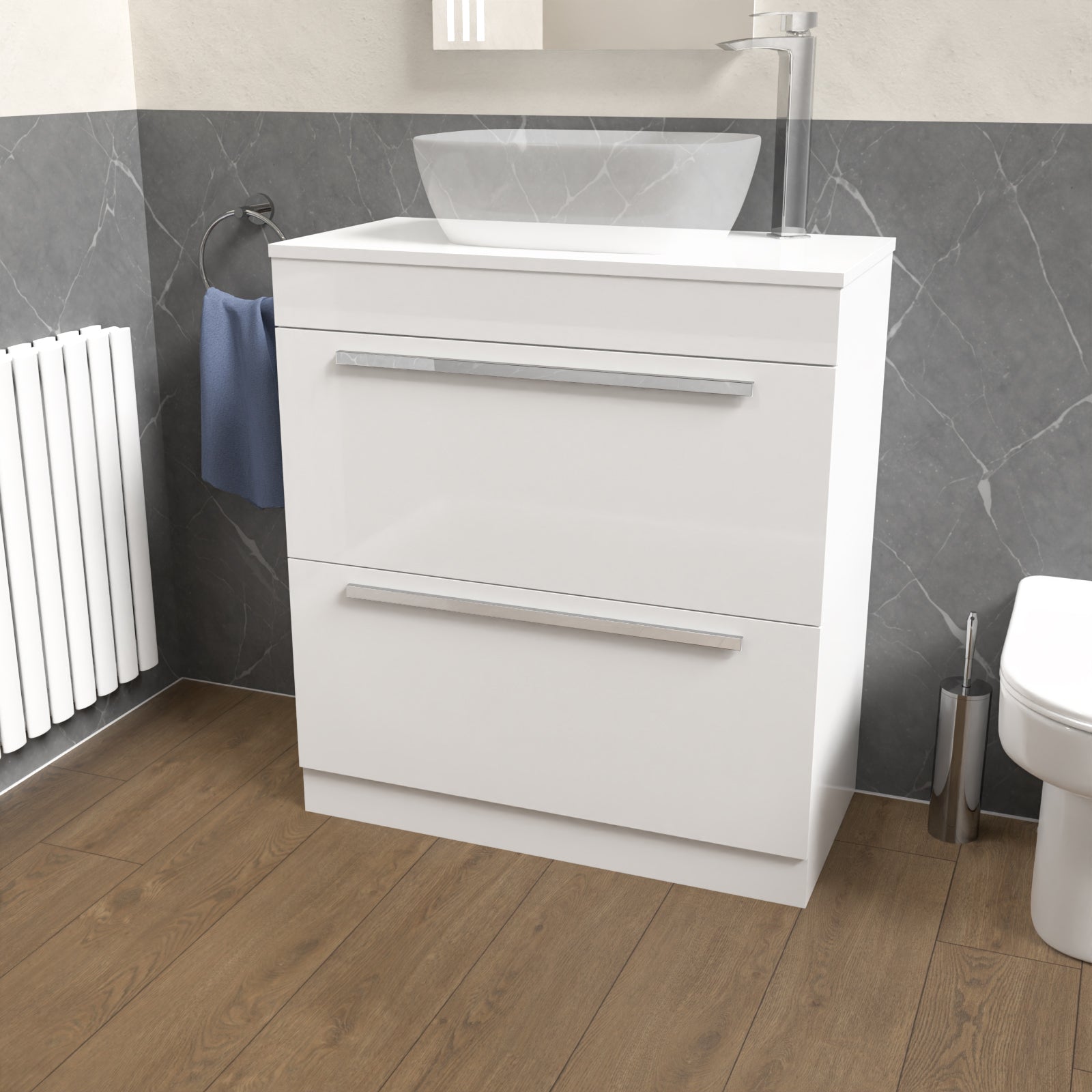 Nanuya 800mm White Vanity Unit Cabinet With Worktop