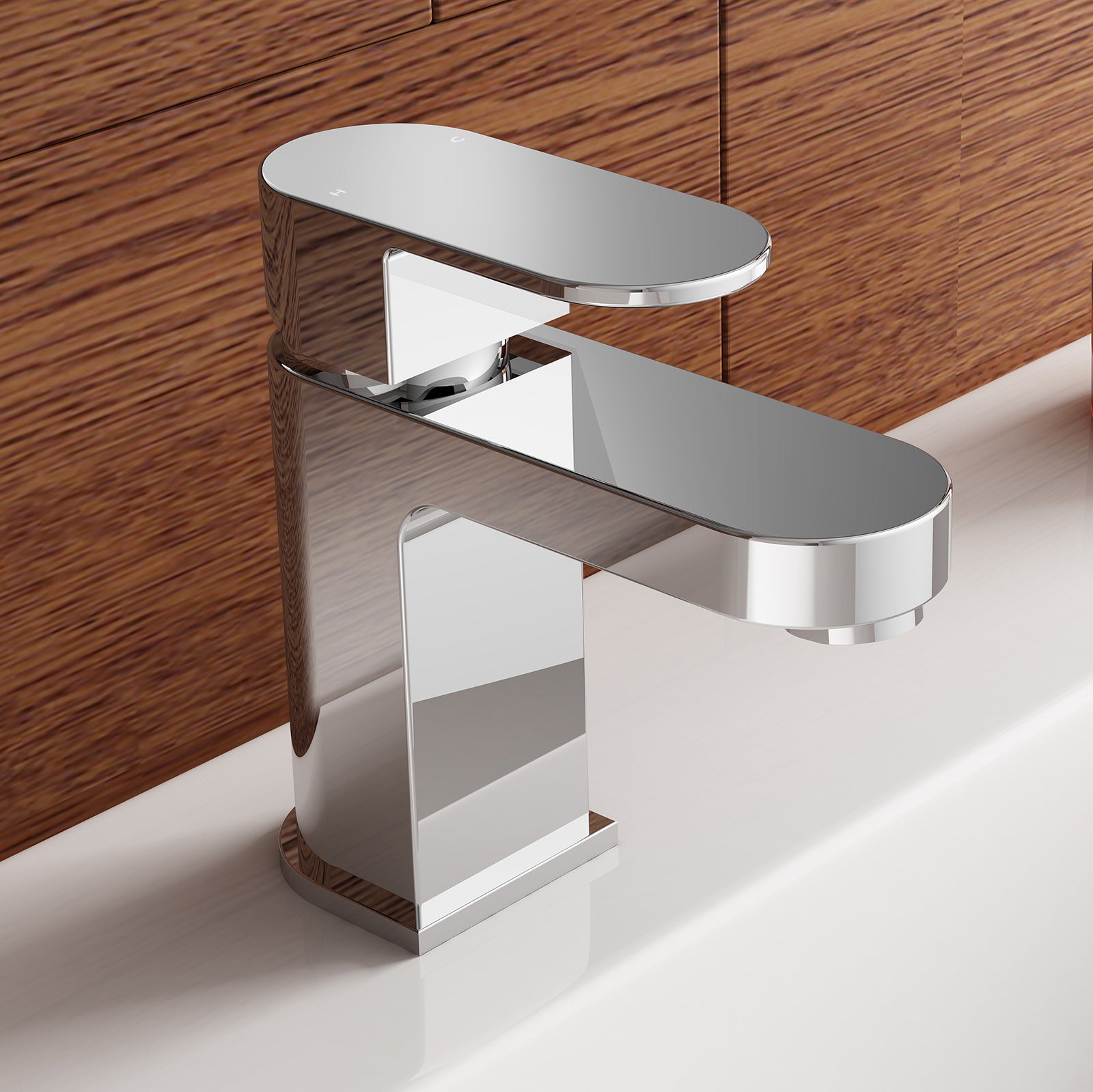 Eclipse Compact Modern Bathroom Basin Sink Single Lever Mixer Tap