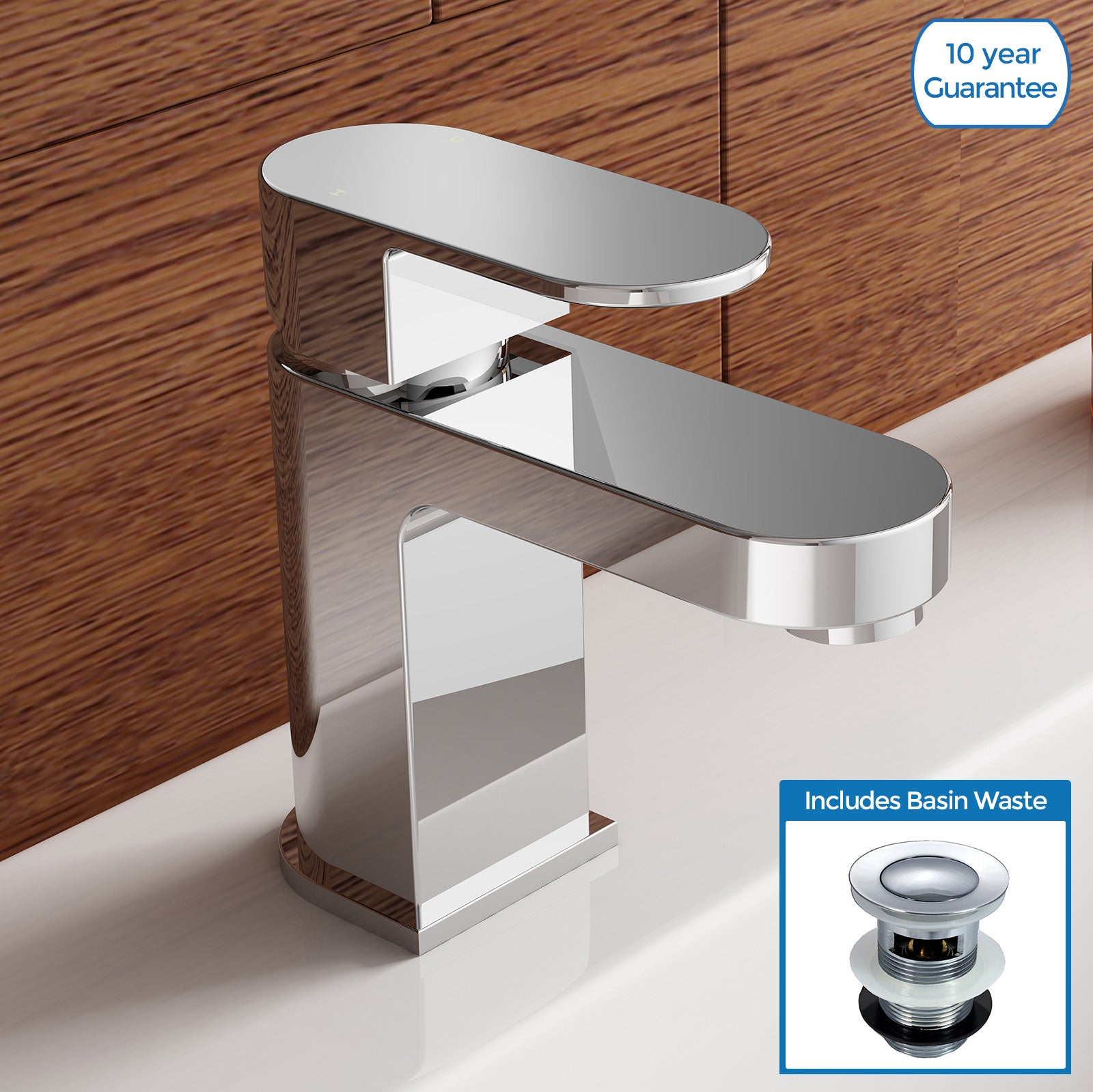 Eclipse Compact Modern Bathroom Basin Sink Single Lever Mixer Tap
