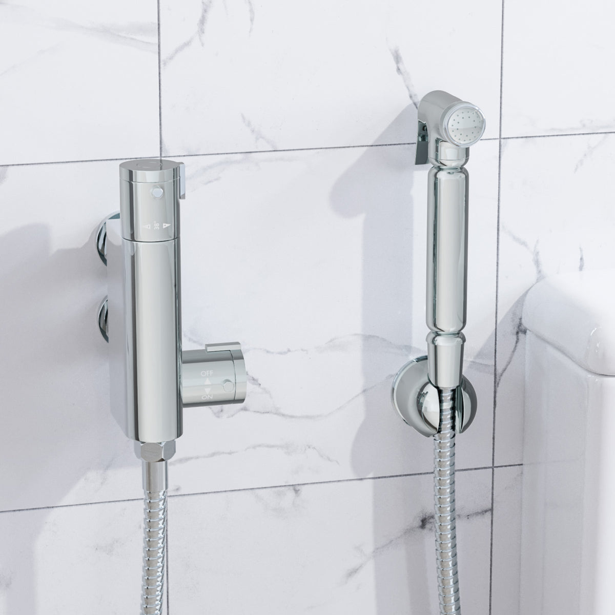 Modern Chrome Bidet Douche Mini Thermostatic Bar Valve And Spray Kit