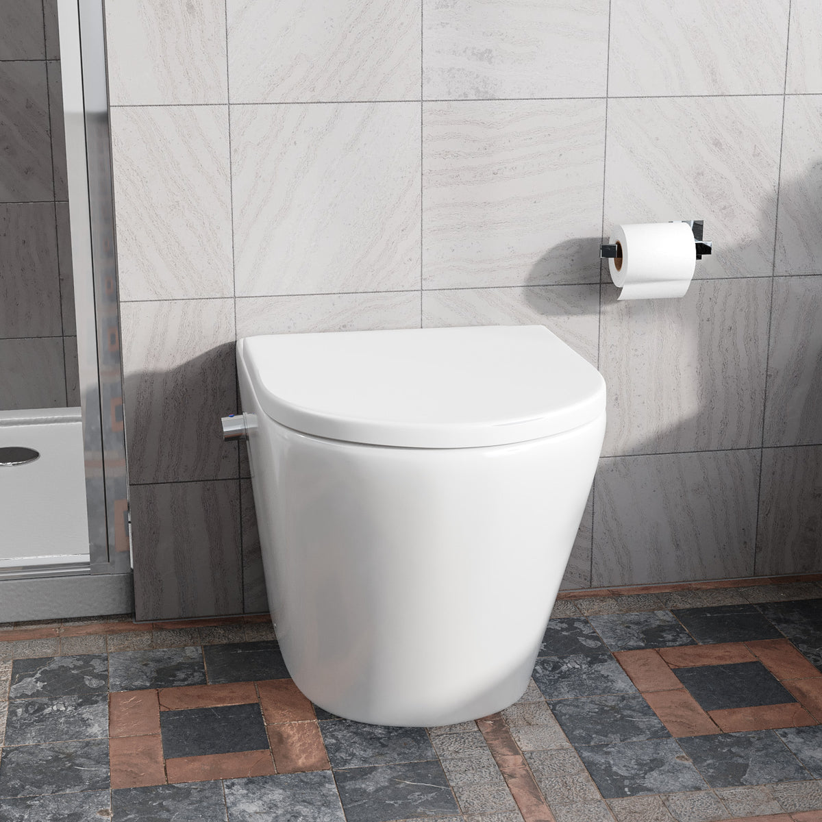 Rimless D Shaped BTW Toilet With Integrate Hot Cold Bidet Valve