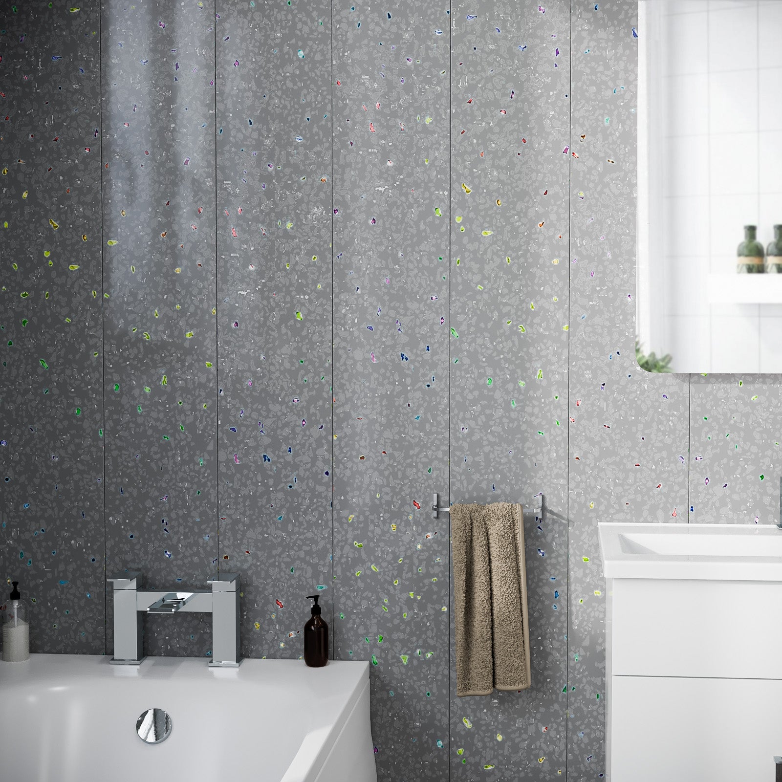 PVC Wall Panel Grey Galaxy 250mm x 2700mm x 5mm (Pack Of 4)