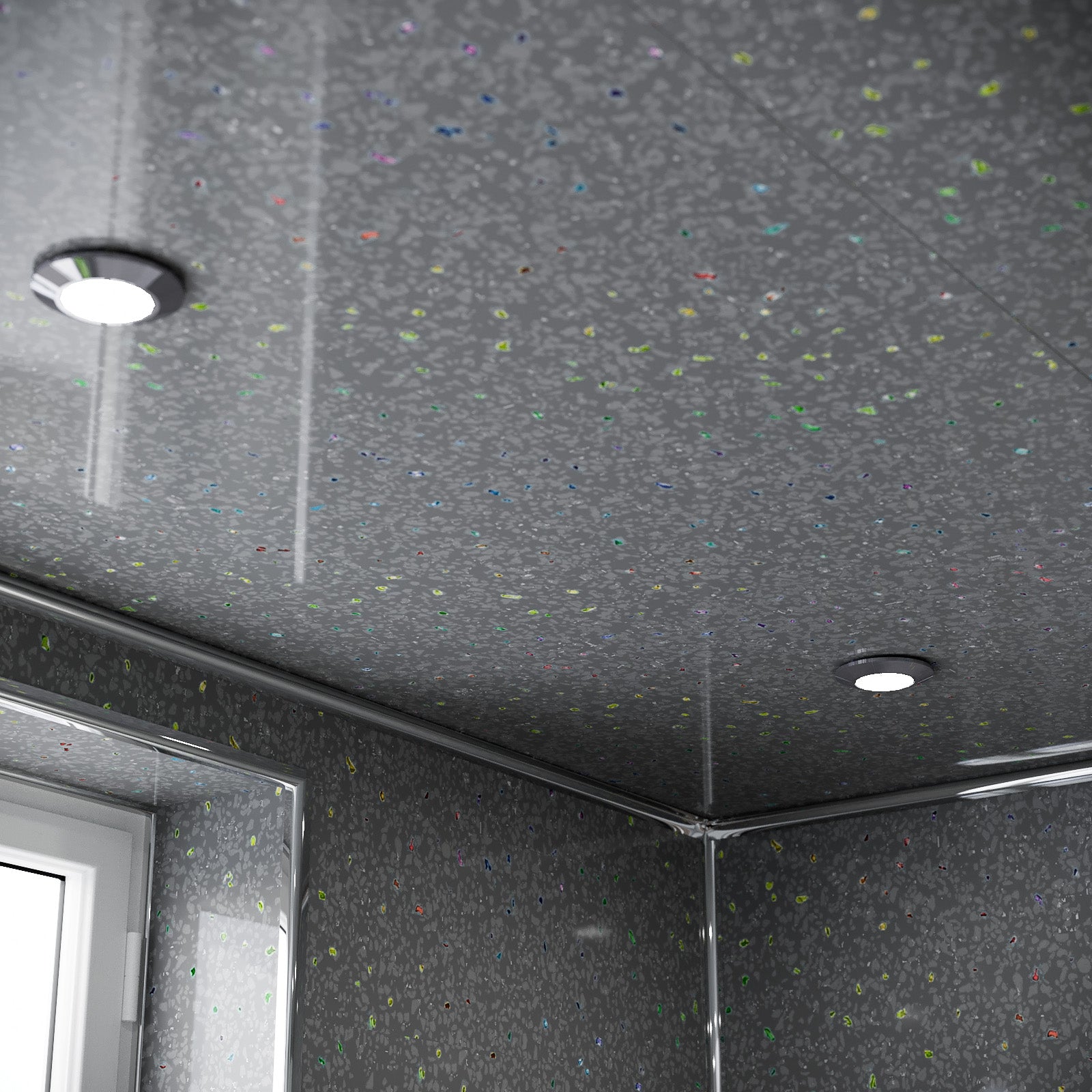PVC Panel Grey Sparkle 250mm X 2700mm X 5mm (Pack Of 4)