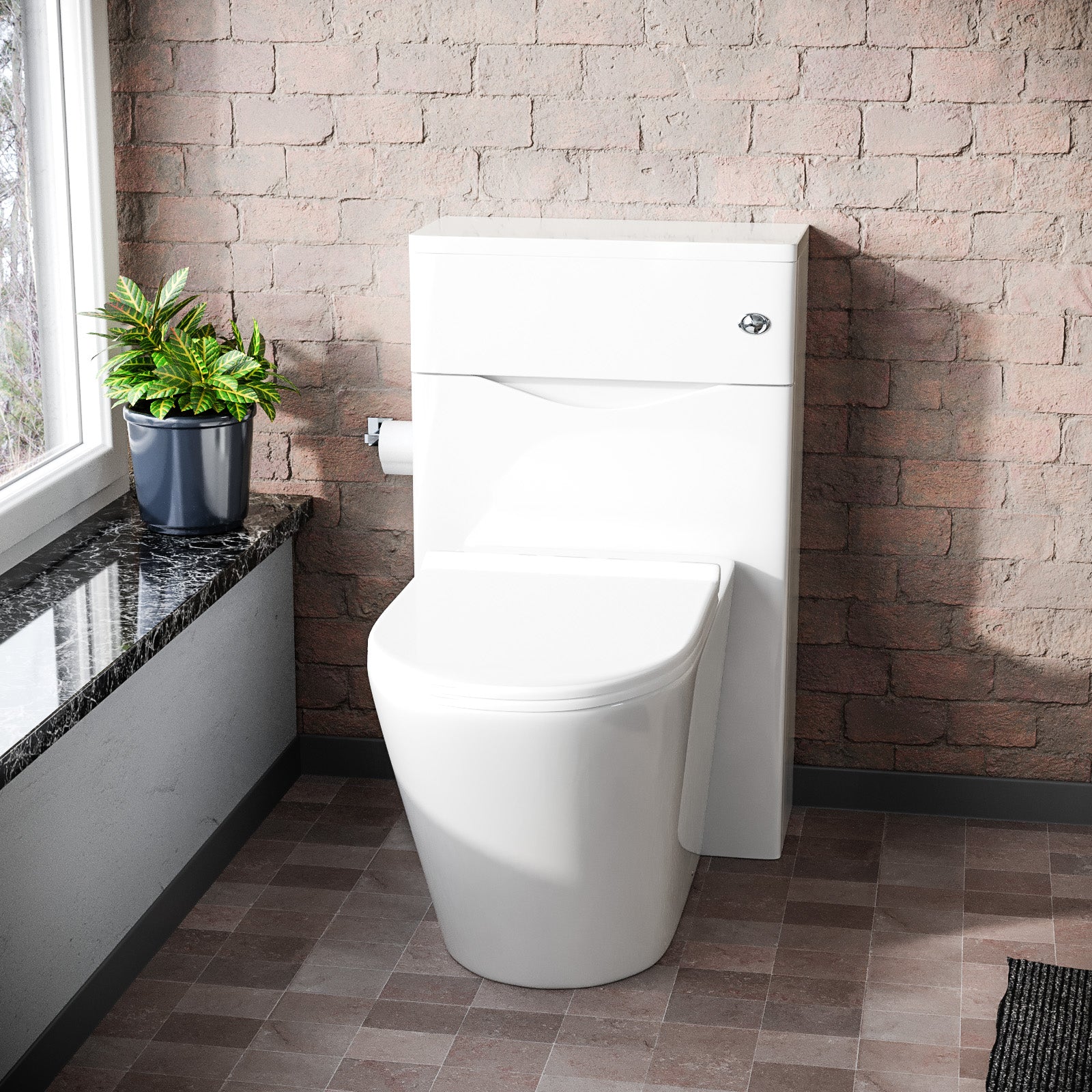 Merton 500mm WC Unit White & Rimless Back To Wall Toilet Flat Pack