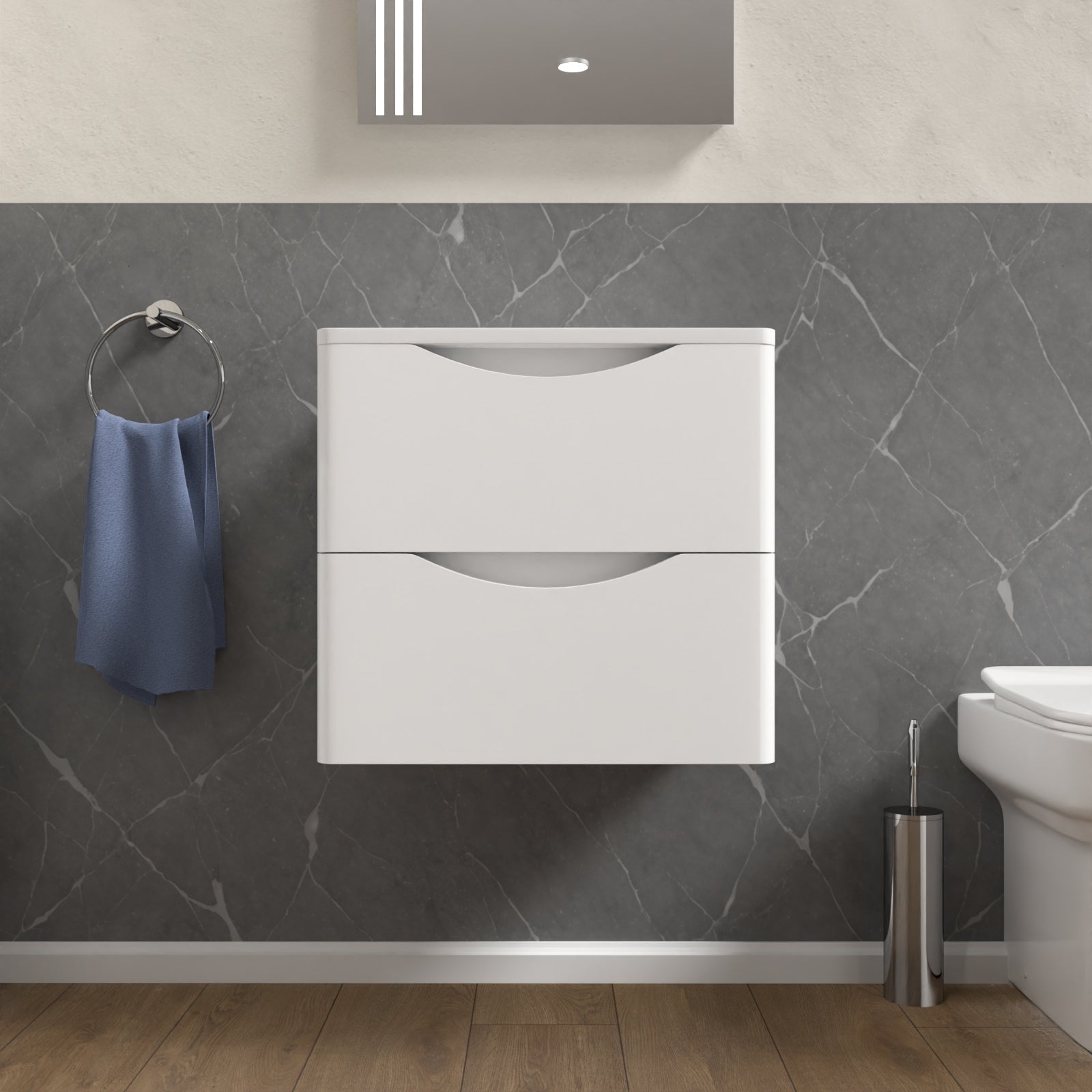 Merton White 500mm Bathroom Wall Hung Vanity With Worktop