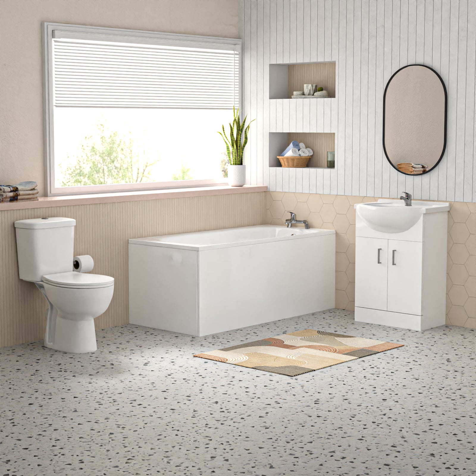 Bathroom Suite 1500mm Square Bathtub With Vanity and Toilet With Taps