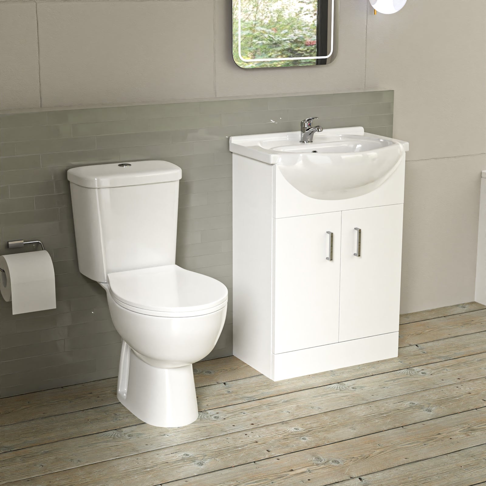 Bathroom Suite 1400mm Round Bathtub With 550mm Freestanding Vanity and Toilet