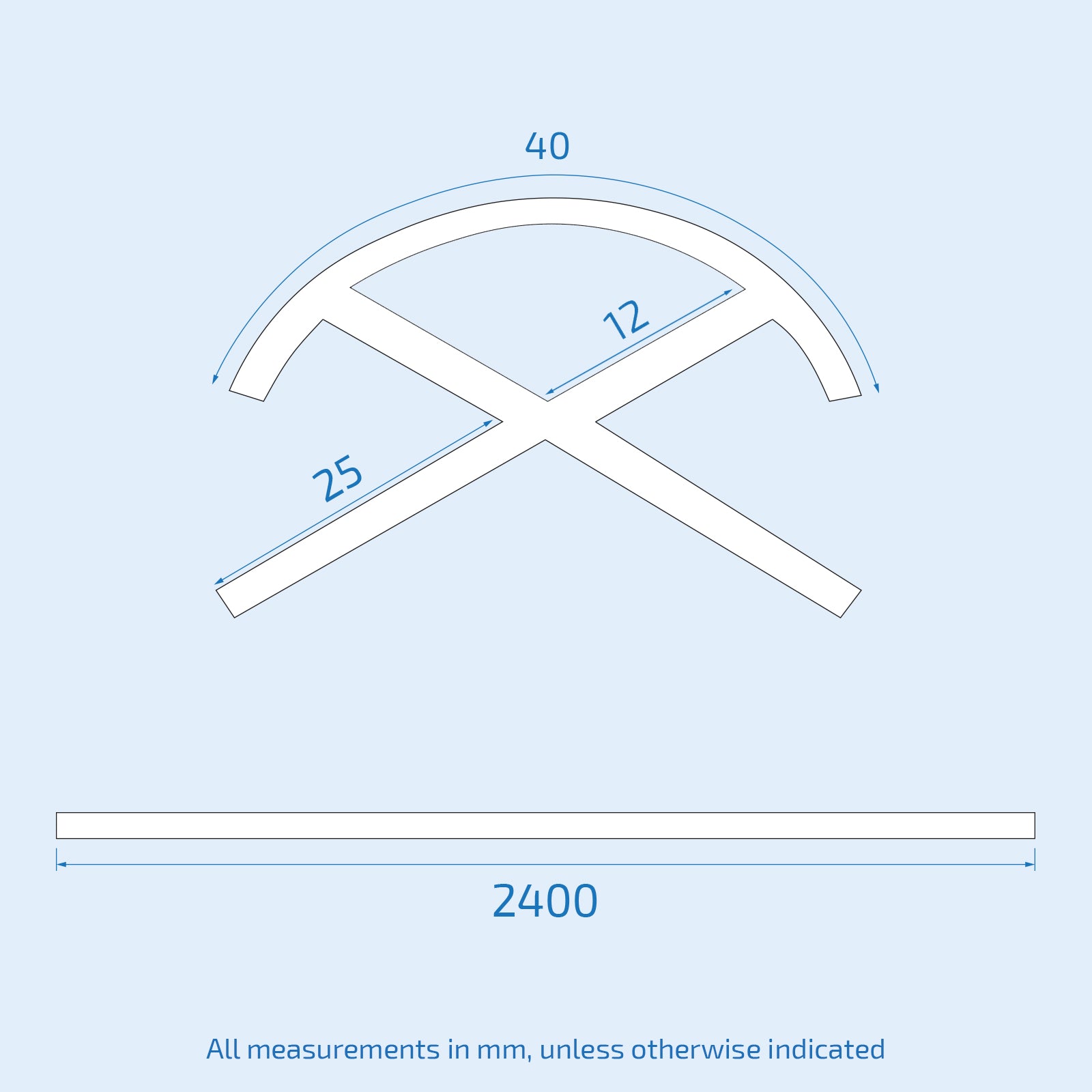 External Corner Fixing Chrome Ceiling Trim 2400mm X 10mm