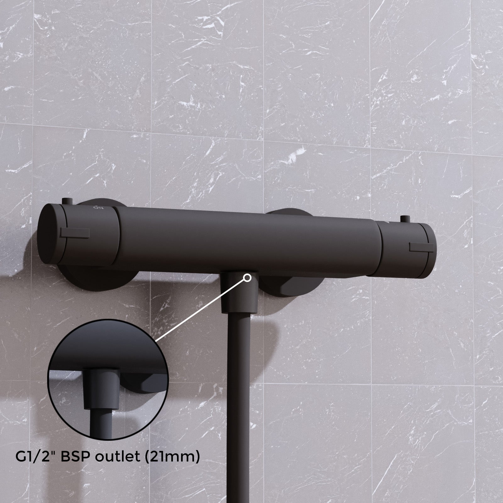 Round Matte Black Thermostatic Shower Bar with Shower Slider Rail Kit