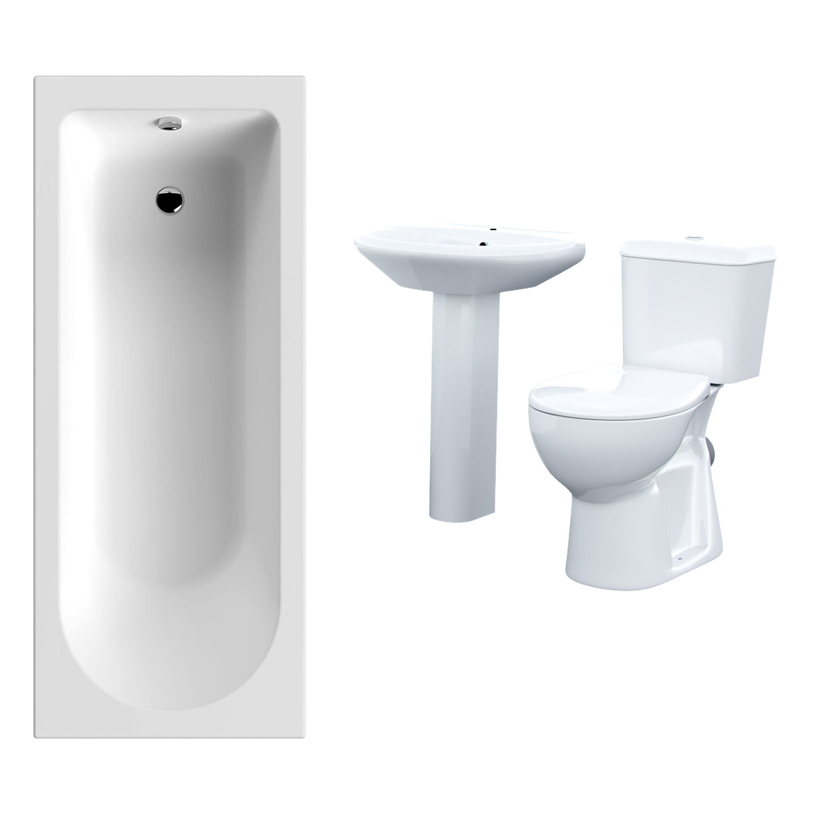Kentucky 3-Piece Bath Suite Toilet, Pedestal Basin And Round Bath White