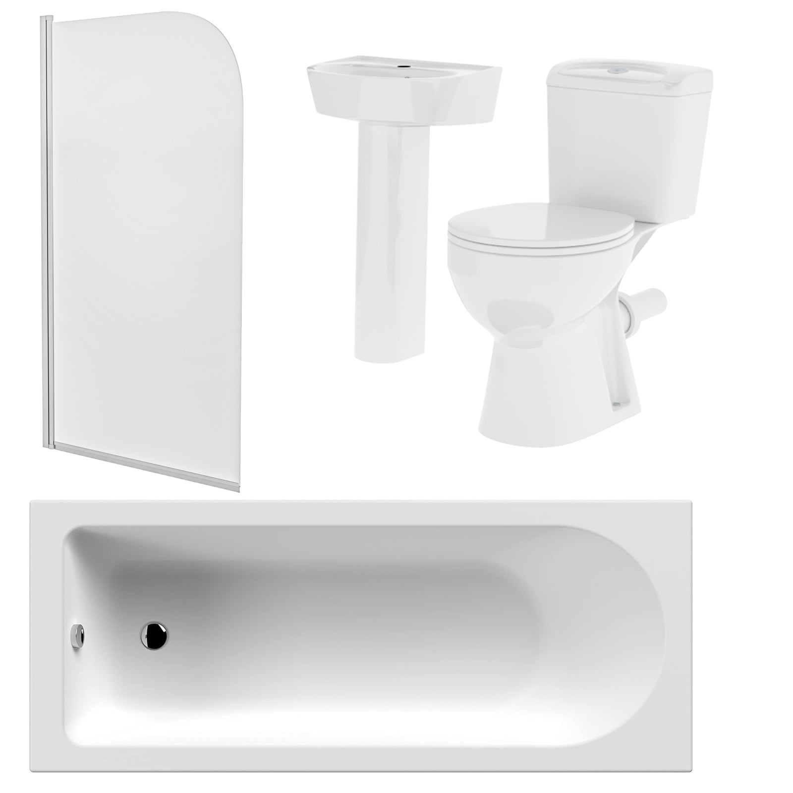 Senore 1700mm Bath and Screen Basin Vanity Unit & Close Coupled Toilet White