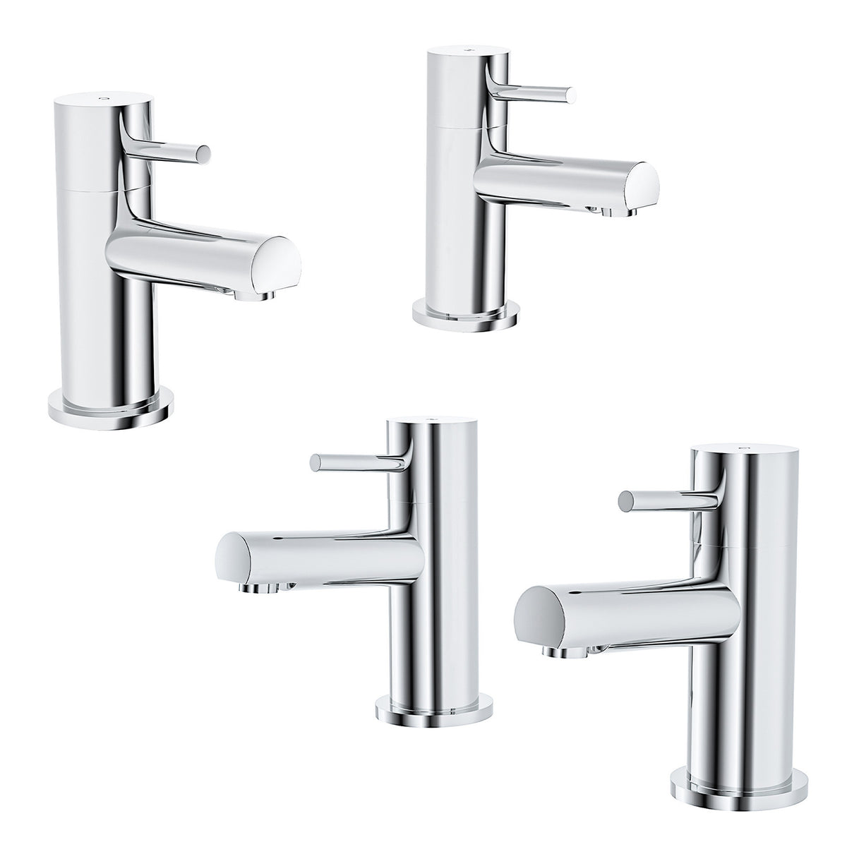 Marc Modern Set Of Twin Hot & Cold Basin Taps And Twin Bath Filer Taps