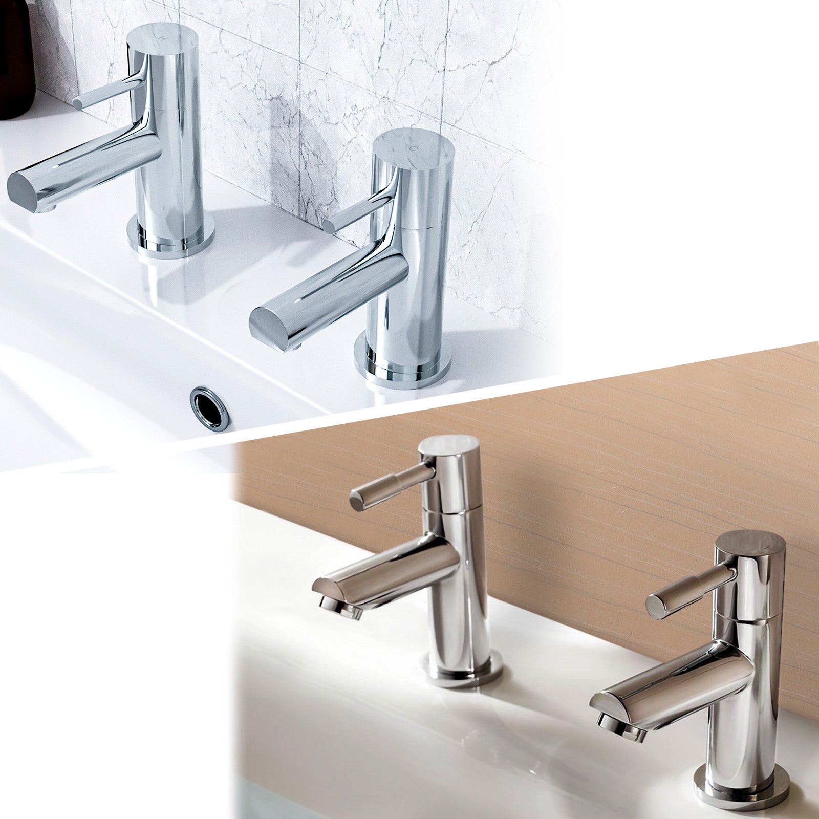 Marc Modern Set Of Twin Hot & Cold Basin Taps And Twin Bath Filer Taps
