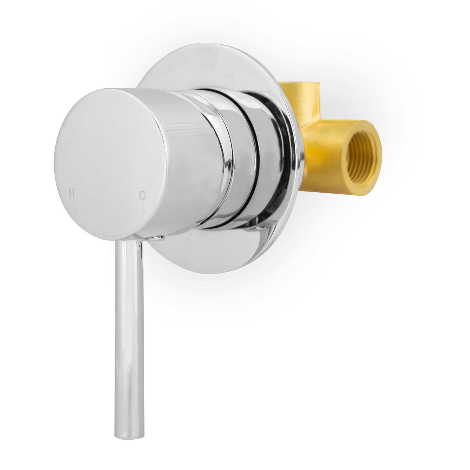 Round Chrome Concealed Shower Mixer Valve, Slider Rail Kit with Handset & Elbow