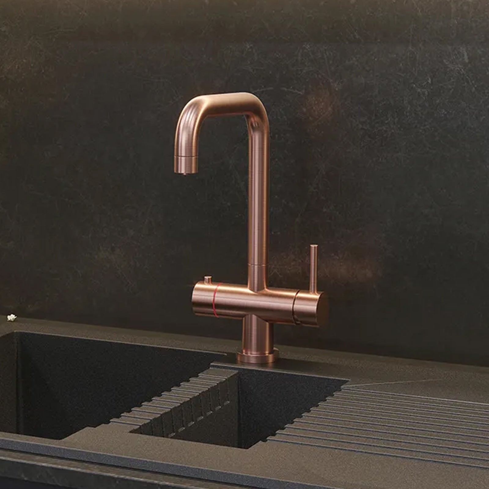 3 in 1 Single Lever Boiler Complete Kitchen Mixer Tap Set - Copper