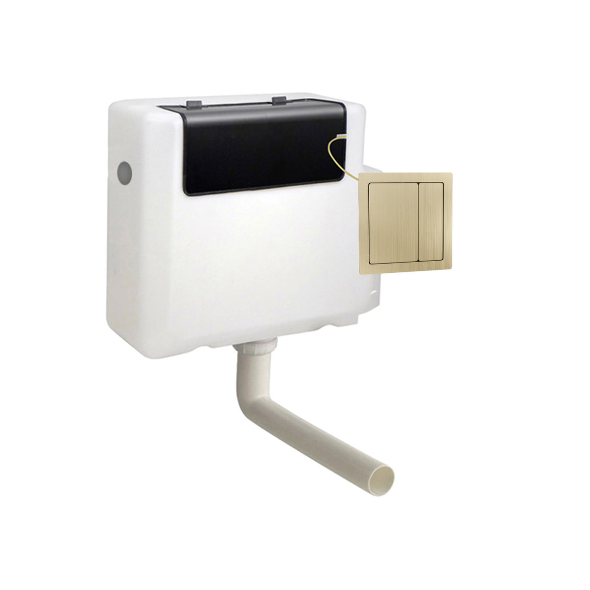 Concealed Cistern Dual Flush Side Inlet Square Button Brushed Brass