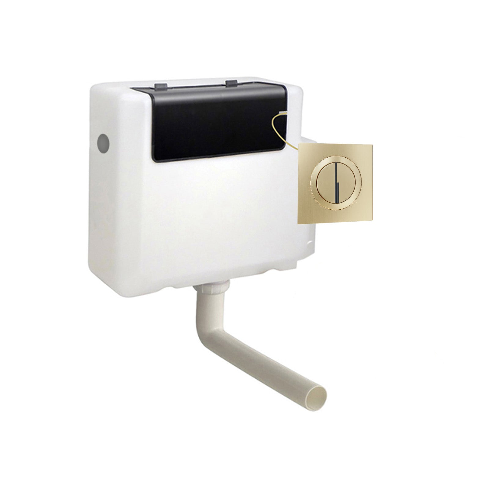 Concealed Cistern Dual Flush Side Inlet Round Button Brushed Brass