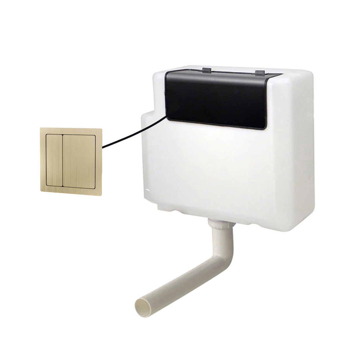 Concealed Cistern Dual Flush Front Access Square Button Brushed Brass