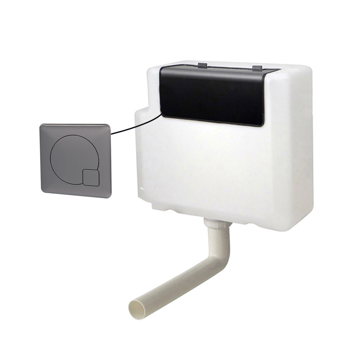 Dual Flush Concealed Cistern, Front & Top Access With Brushed Metal Push Button