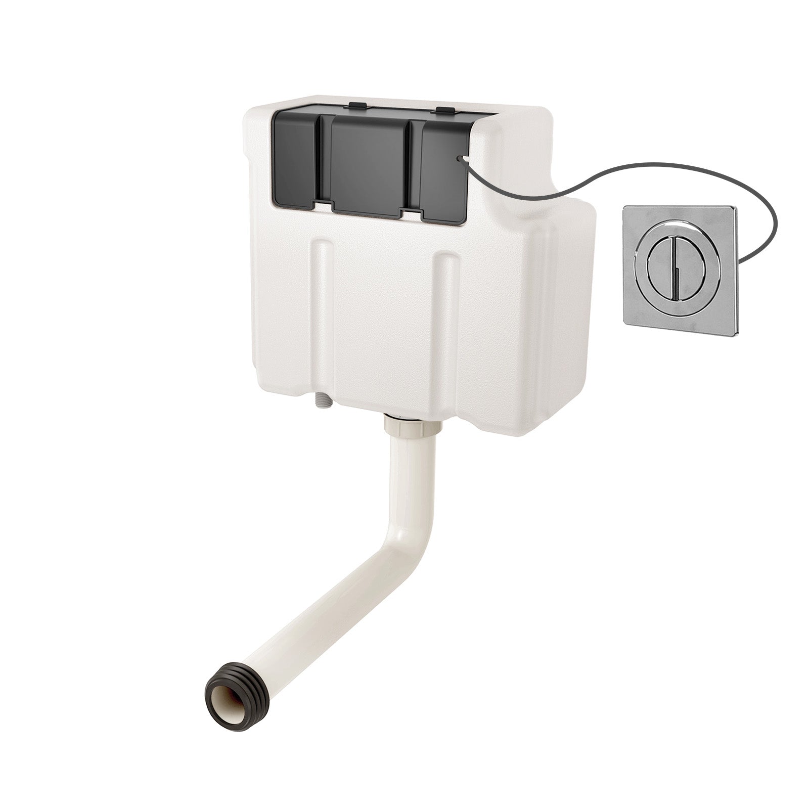 Dual Flush Concealed Cistern with Round Chrome Button