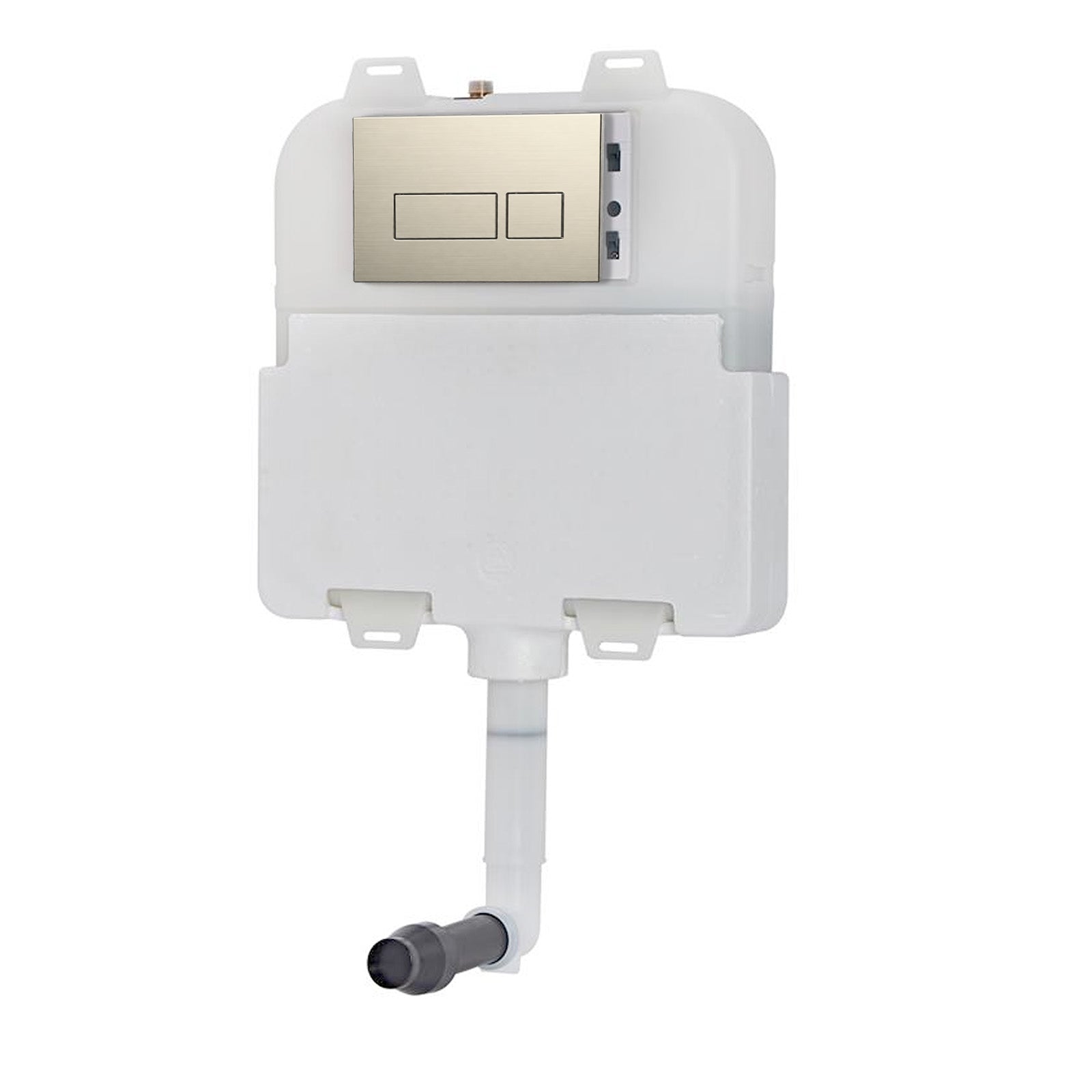Dual Flush Concealed Cistern and Brushed Brass Square Flush Plate