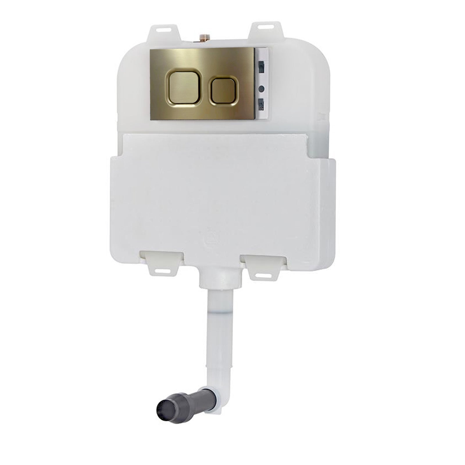 Dual Flush Concealed Cistern and Brushed Brass Push Button