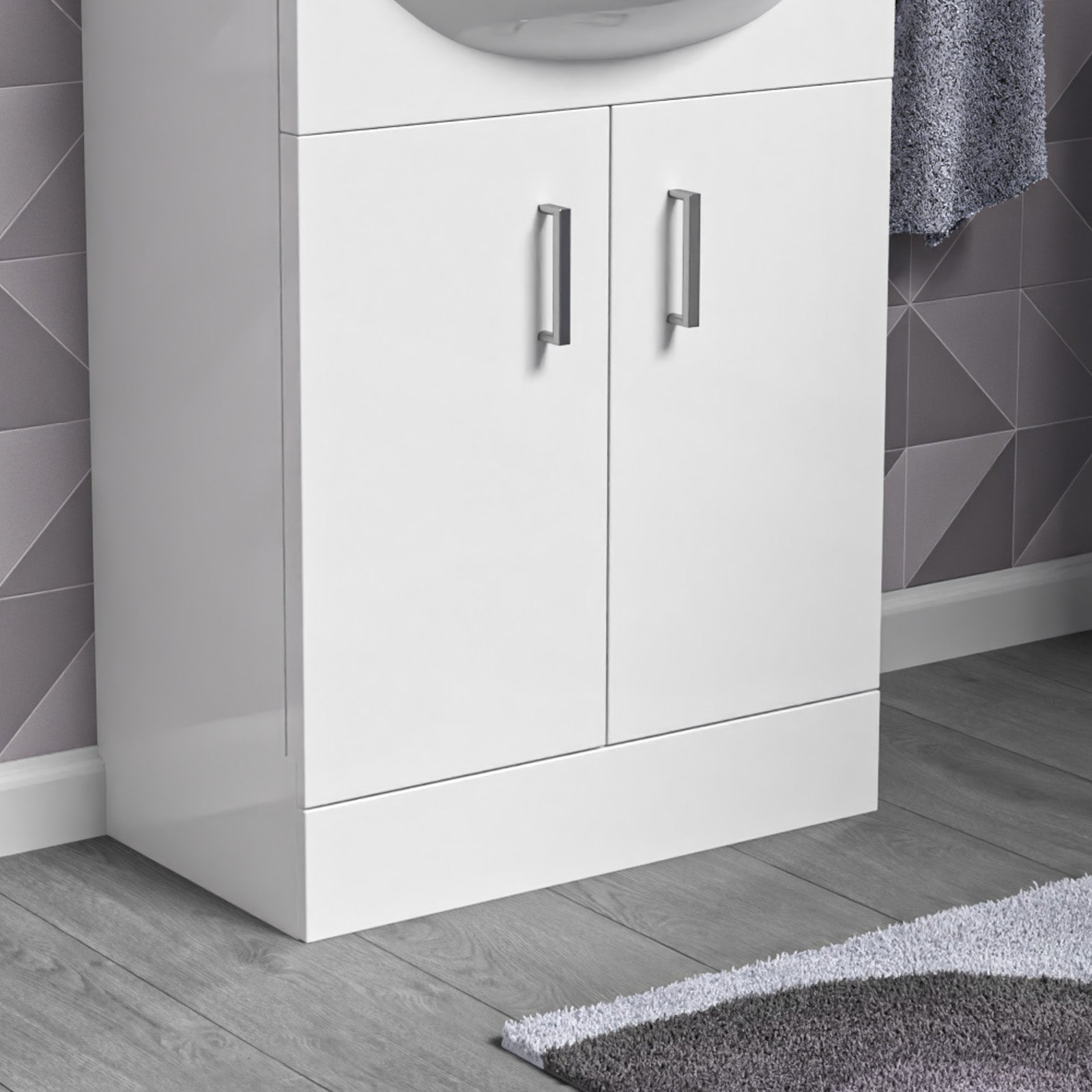 515mm Floor Standing Cabinet Gloss White - Flat Pack