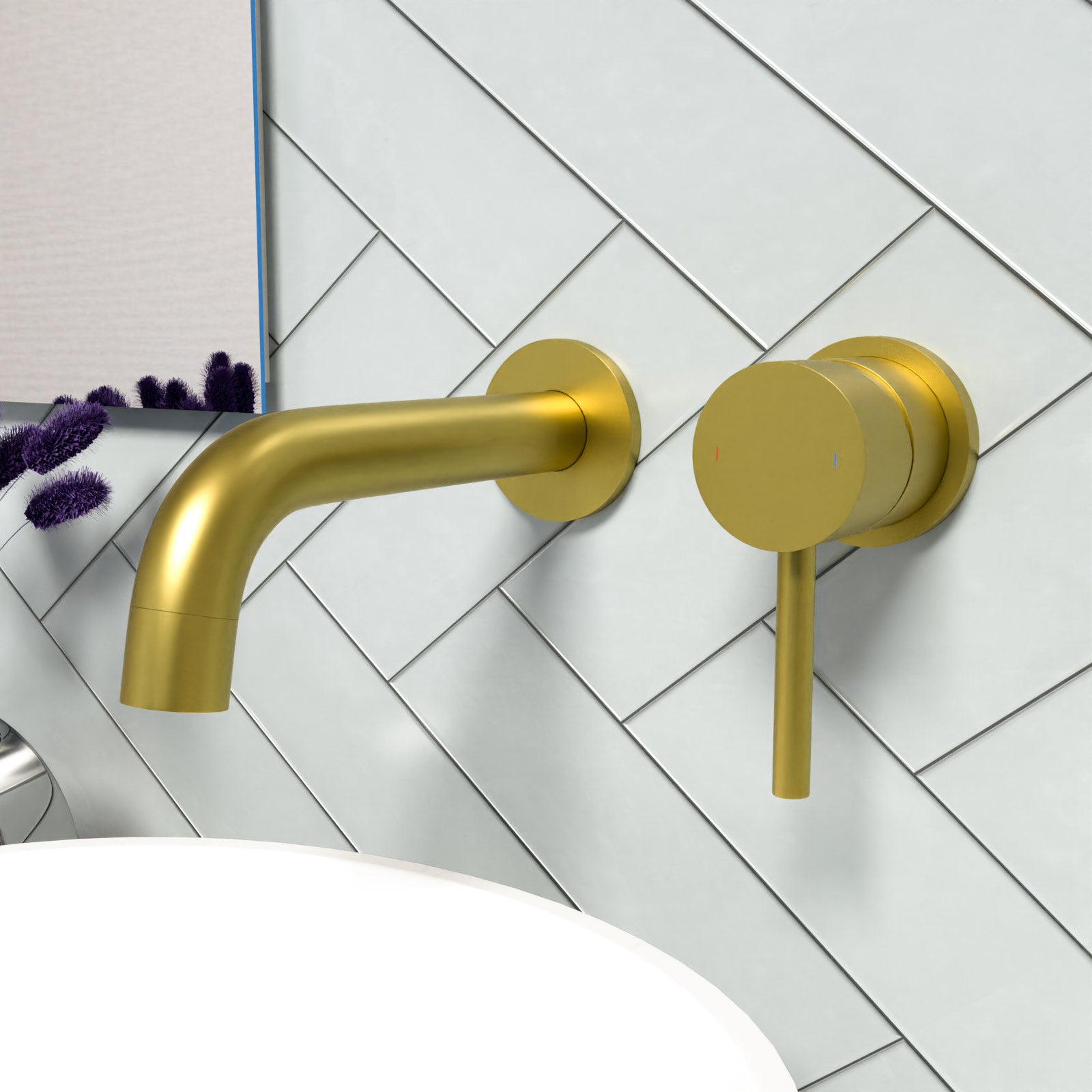Eydon Bathroom Brushed Brass Mono Basin Sink Tap Wall Mounted