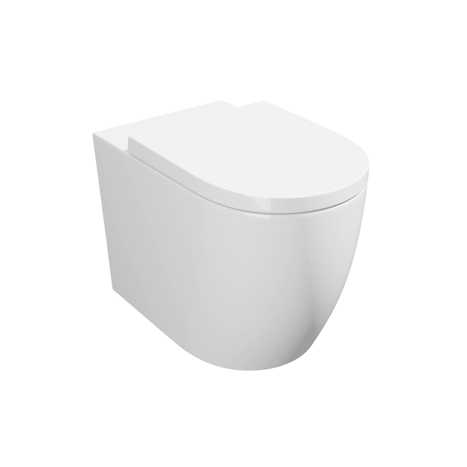 Challis Round Rimless Back To Wall Toilet Pan with Soft Close Seat