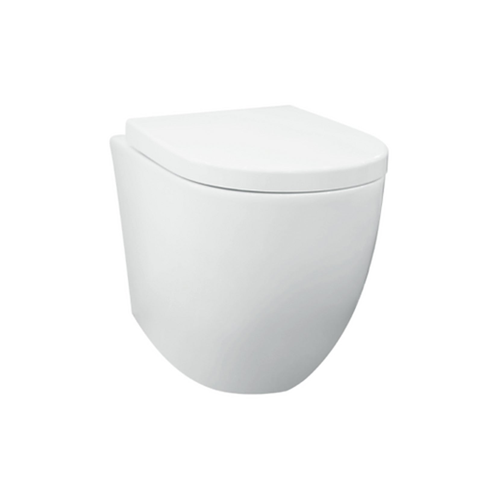 Challis Round Rimless Back To Wall Toilet Pan with Soft Close Seat