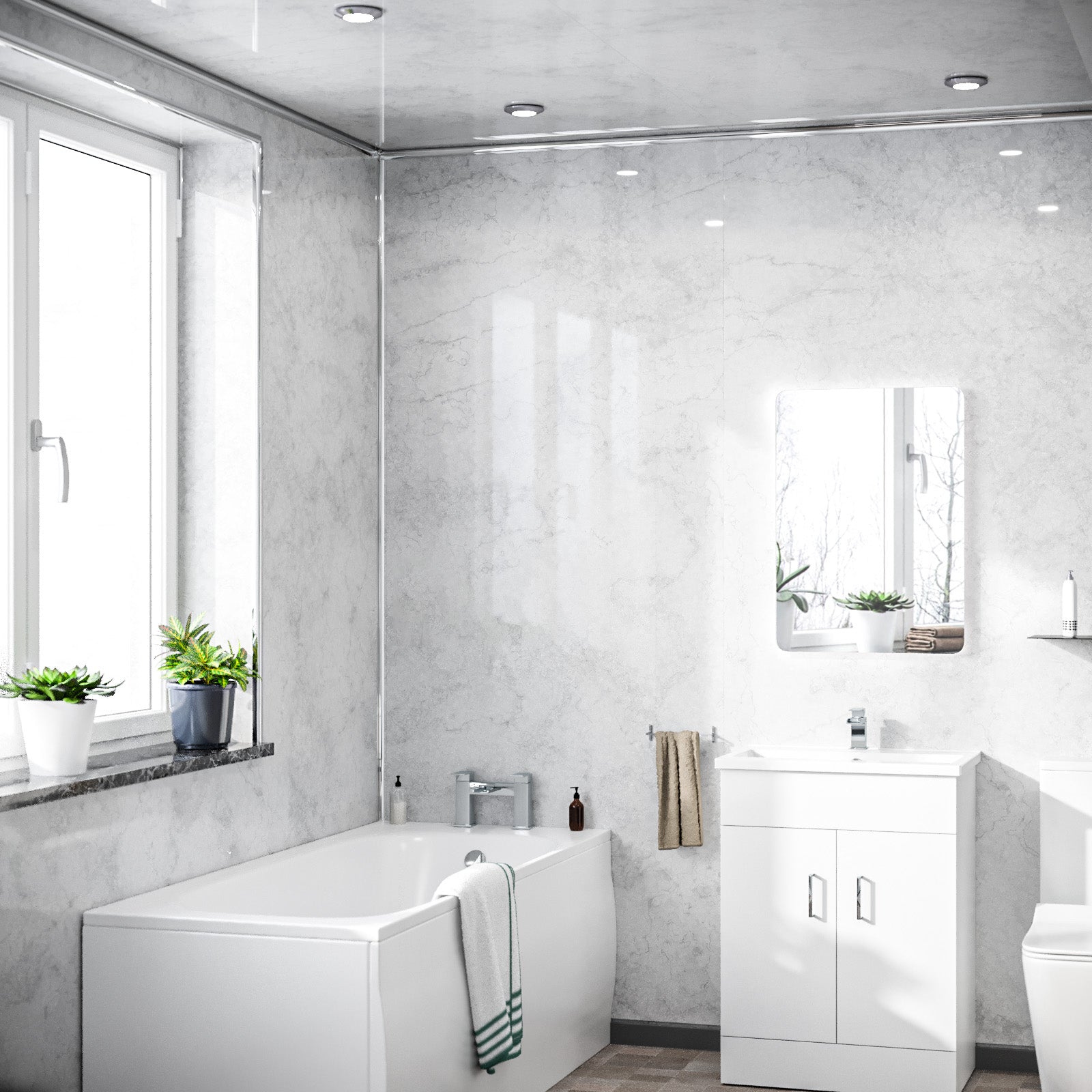 PVC Panel Grey Marble 250mm X 2700mm X 5mm (Pack Of 4)