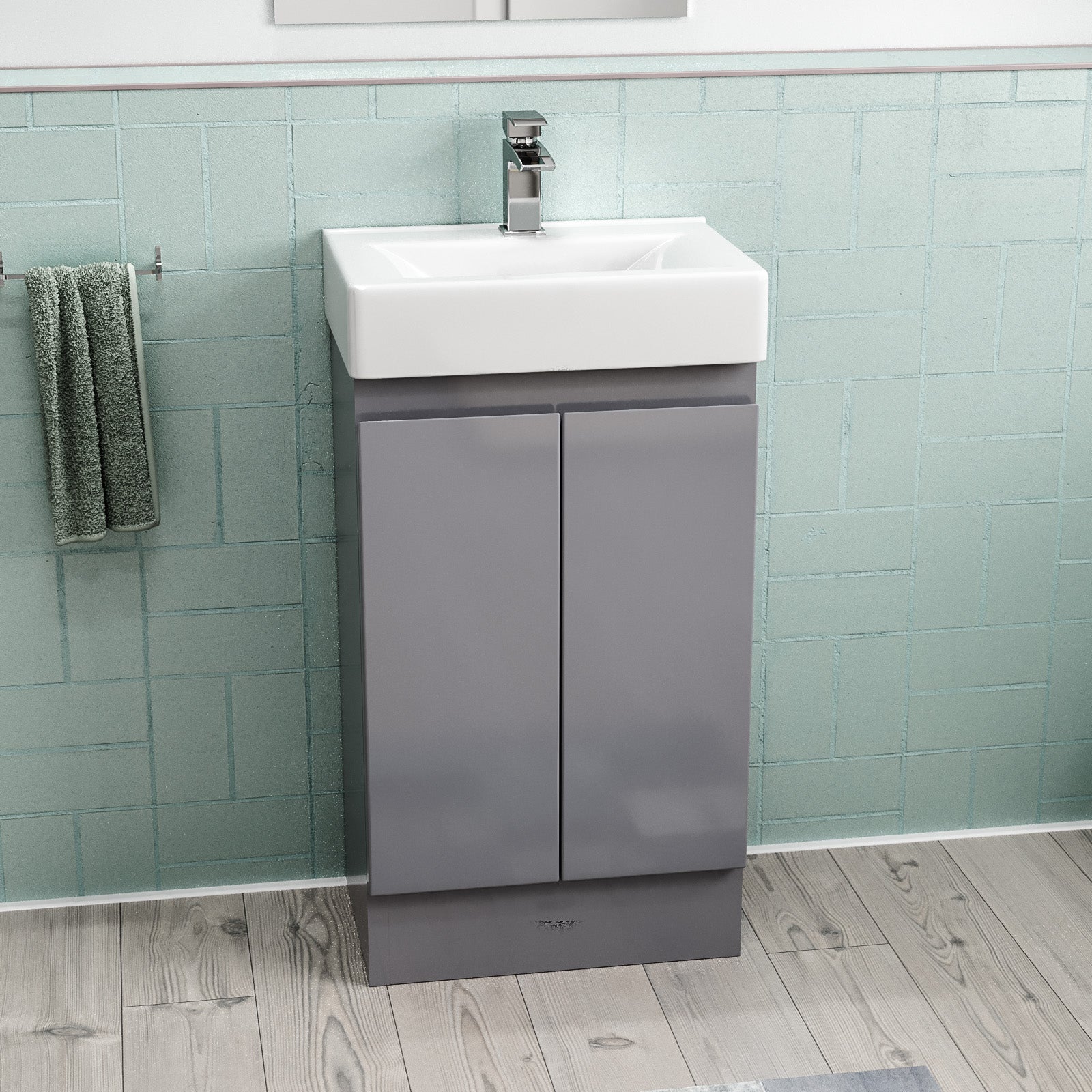 Nanuya 450mm Freestanding 2 doors Basin Vanity Unit Steel Grey Flat Pack