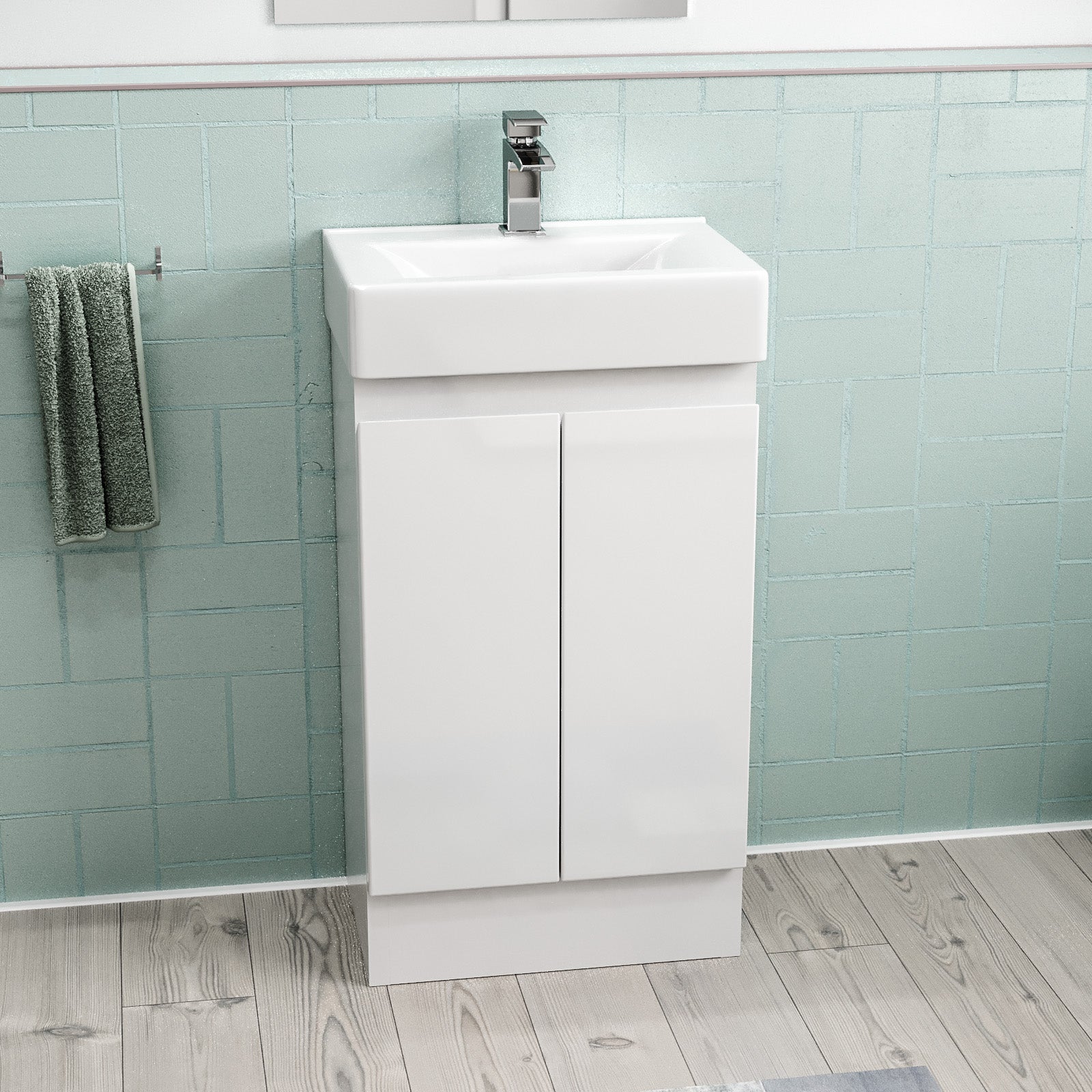 Nanuya 450mm Freestanding 2 doors Basin Vanity Unit White Flat Pack