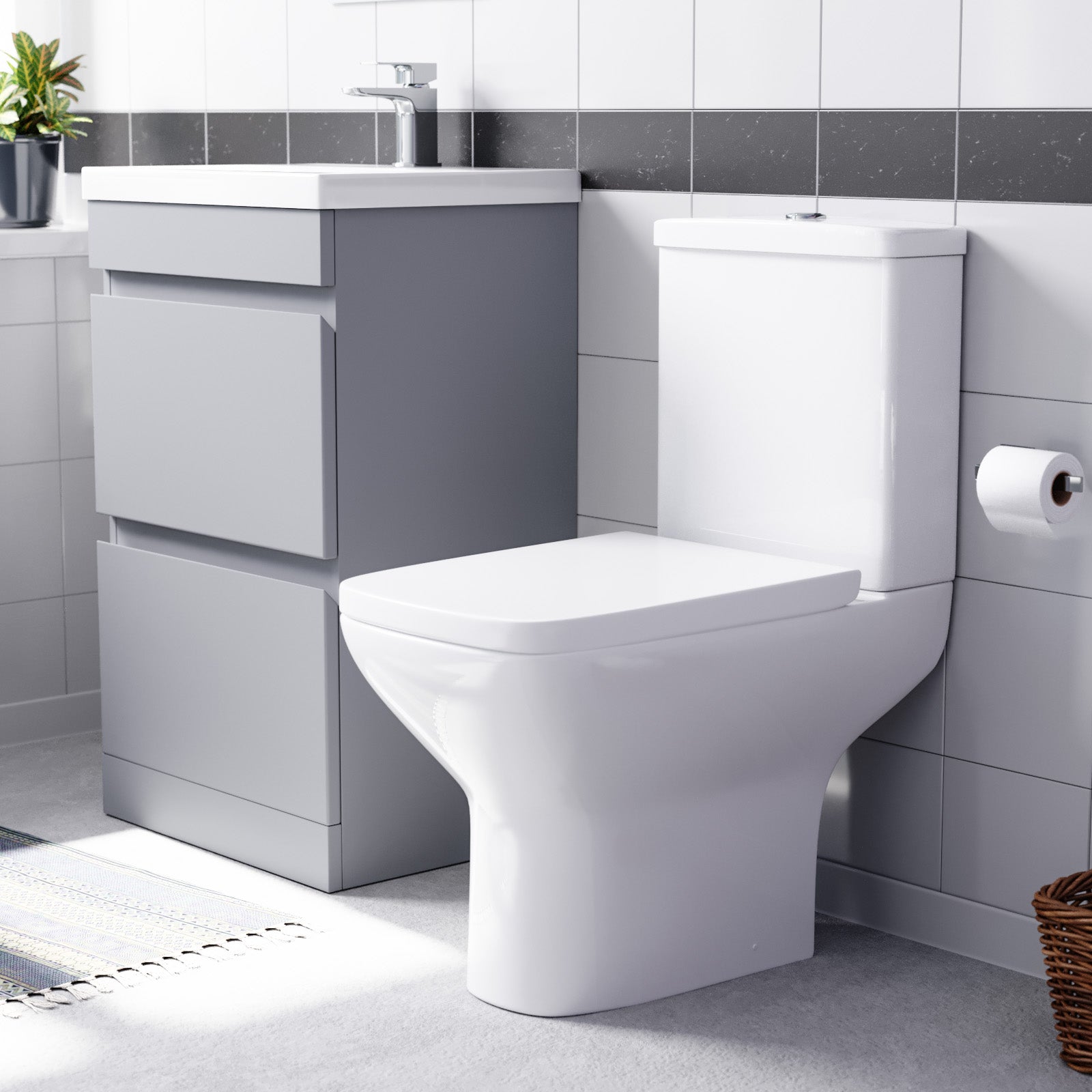 Alaska 500mm Matte Grey Drawers Basin Vanity & Close Coupled Toilet Set