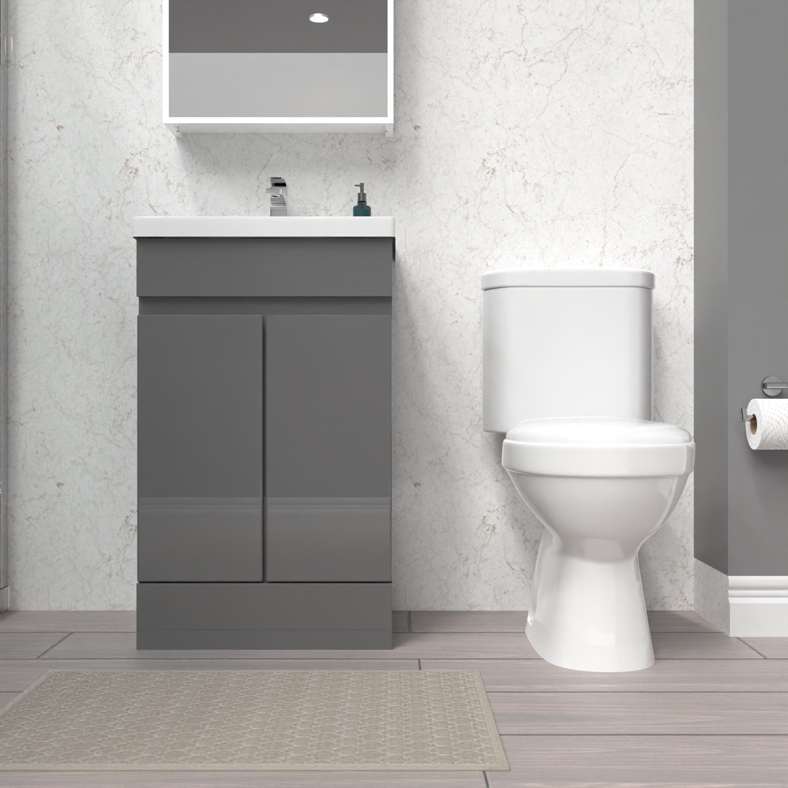 Alaska 500mm Steel Grey Basin Vanity & Close Coupled Toilet Set