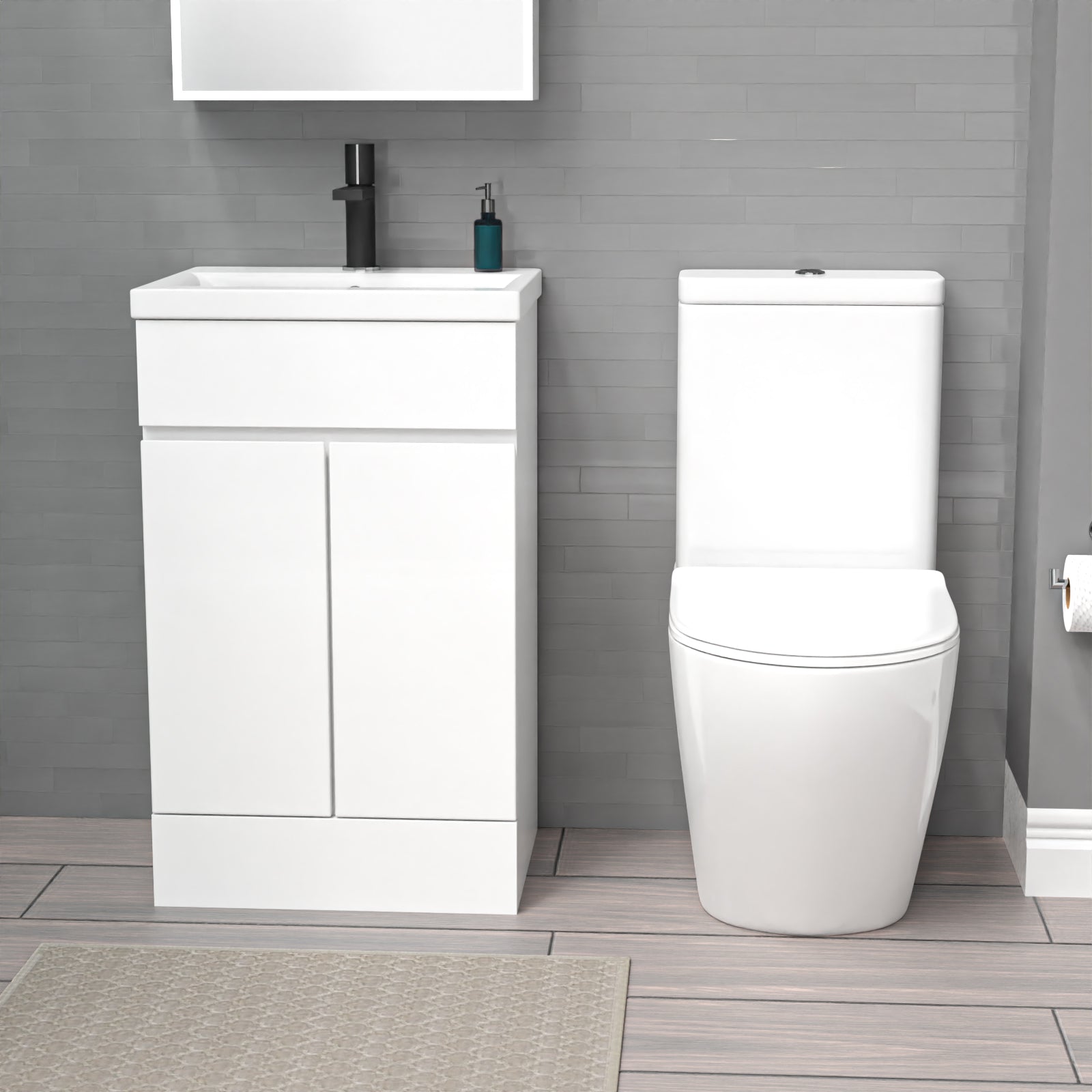 Alaska 500mm White Basin Vanity Unit & Rimless Close Coupled Toilet Set