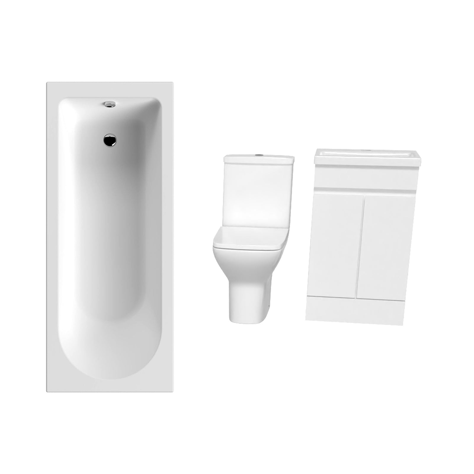 Alaska 1700mm Round Bath,500mm Freestanding Basin Vanity,Close Coupled Toilet