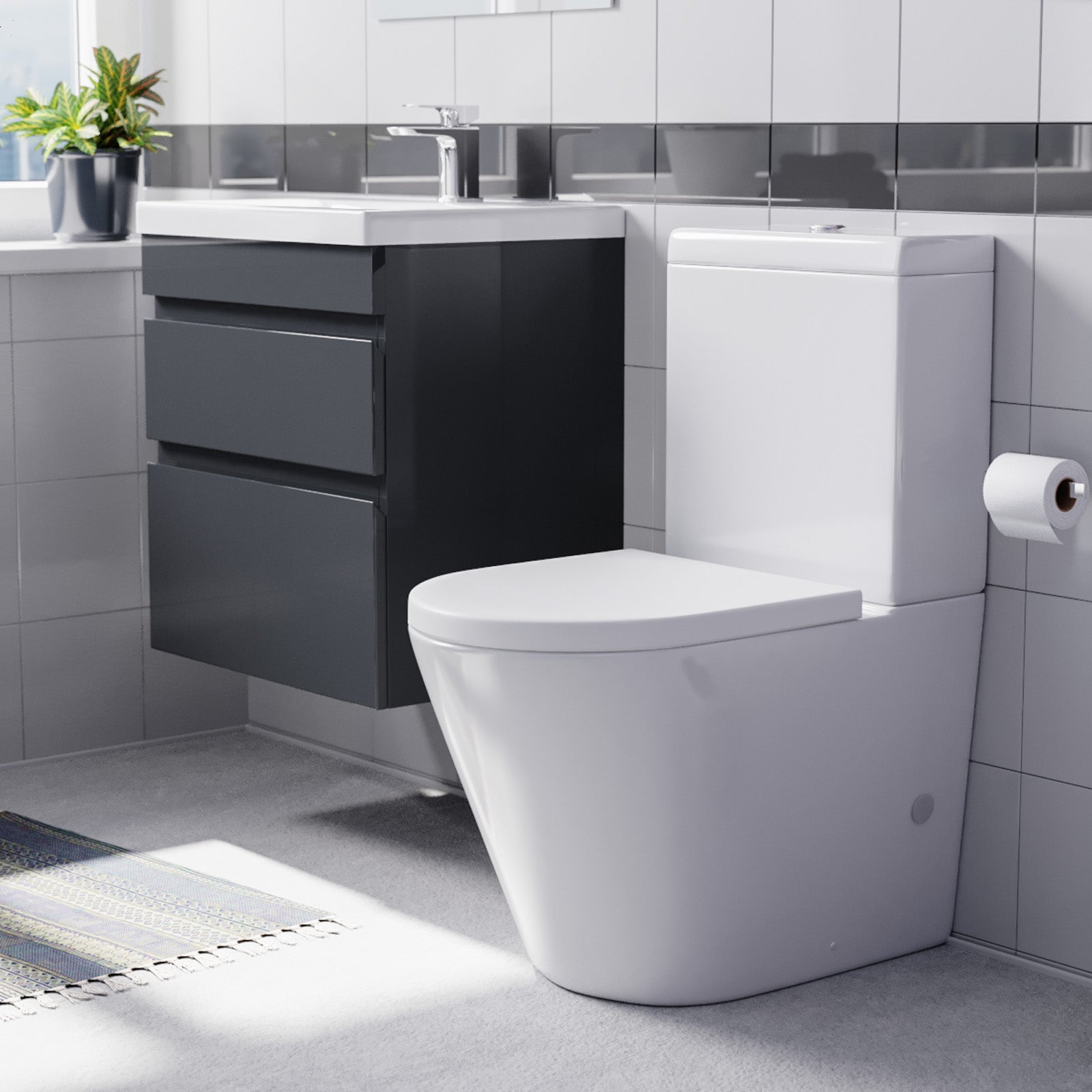 Alaska 500mm Wall Hung Basin 2 Drawers Handless with basin & Toilet