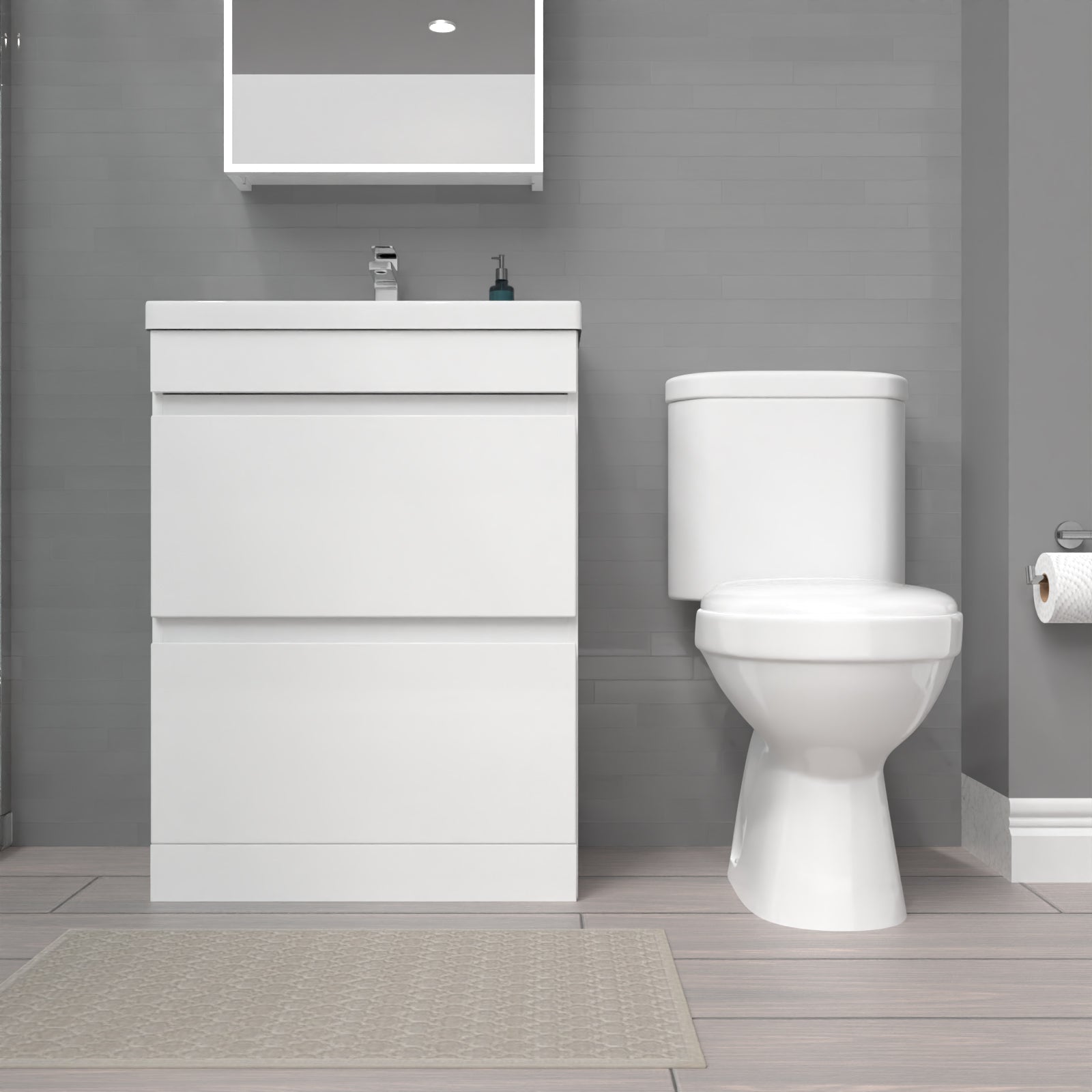 Alaska 600mm 2 Drawers White Basin Vanity Unit & Close Coupled Toilet