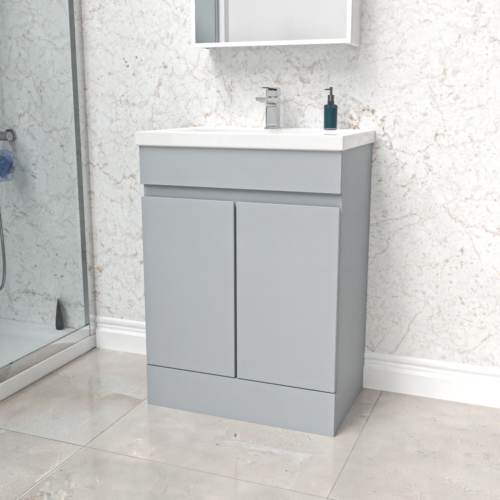 Alaska Matte Grey 600mm Freestanding Basin Vanity Unit