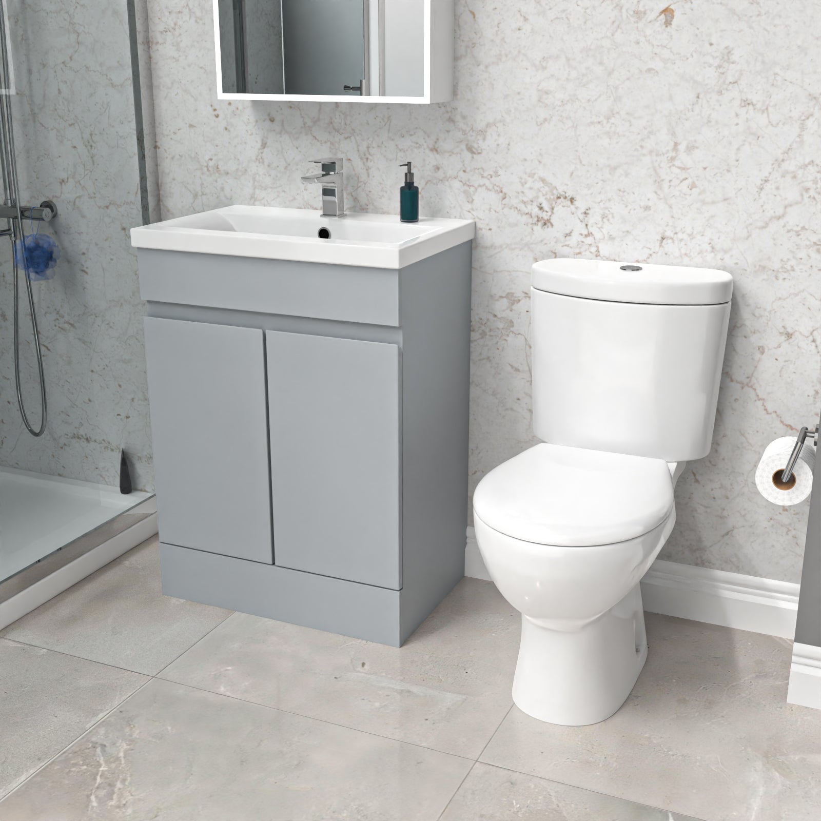 Alaska 600mm Matte Grey Basin Vanity & Close Coupled Toilet