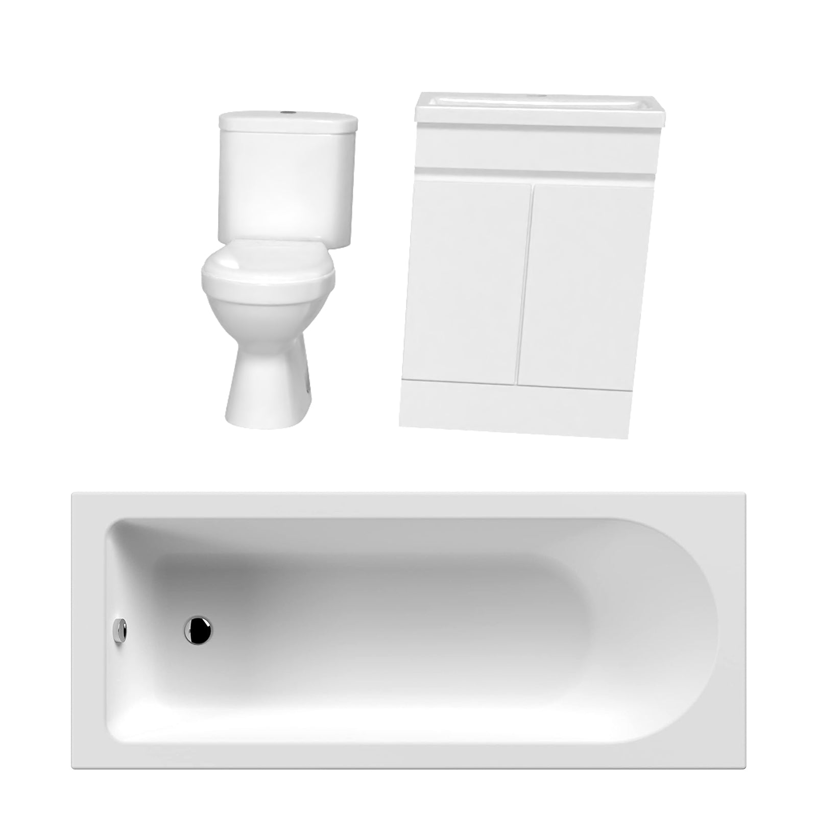 Alaska 1700mm Round Bath,600mm Freestanding Basin Vanity,Close Coupled Toilet