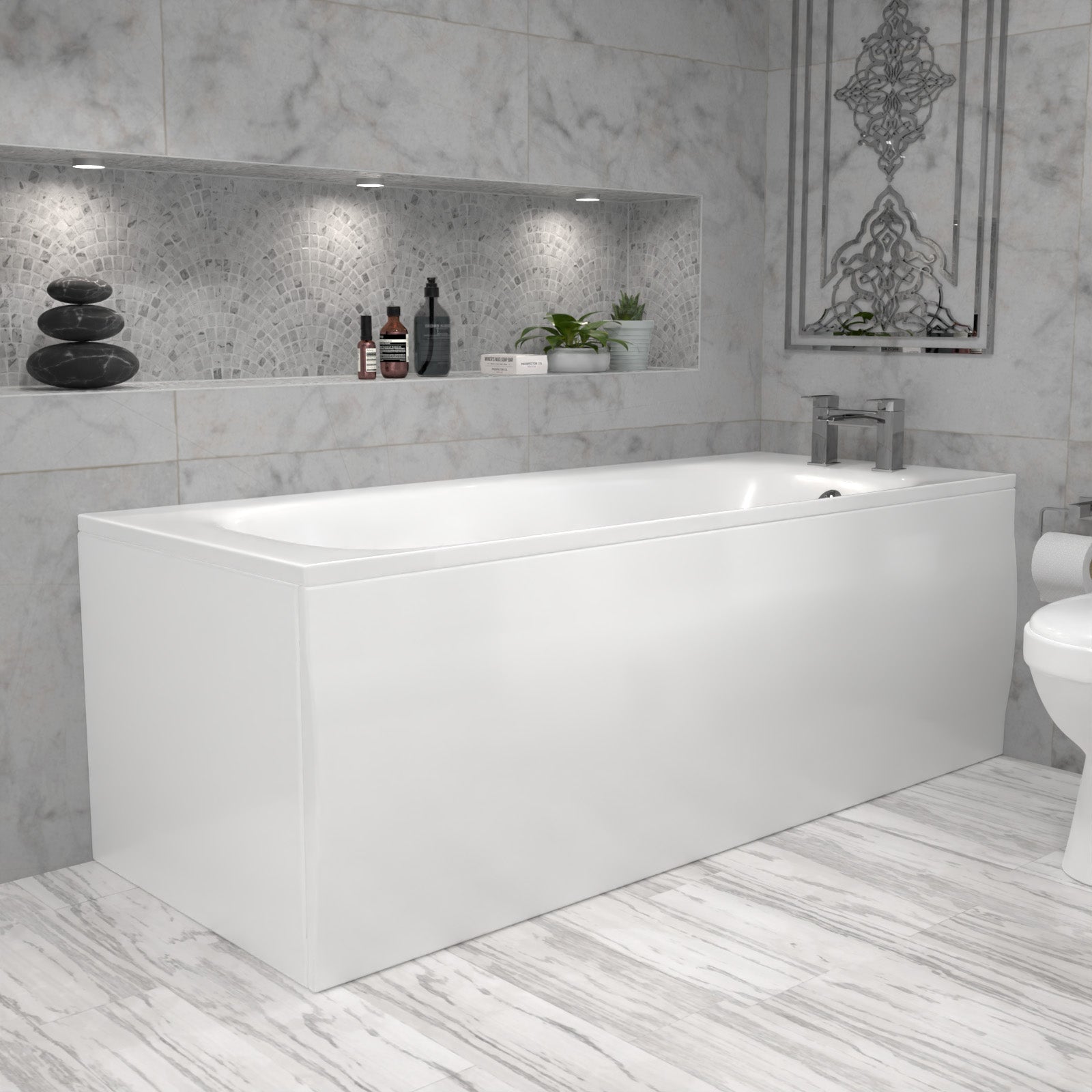 Harris 1700 x 700mm Round Single Ended Bath & Legs White