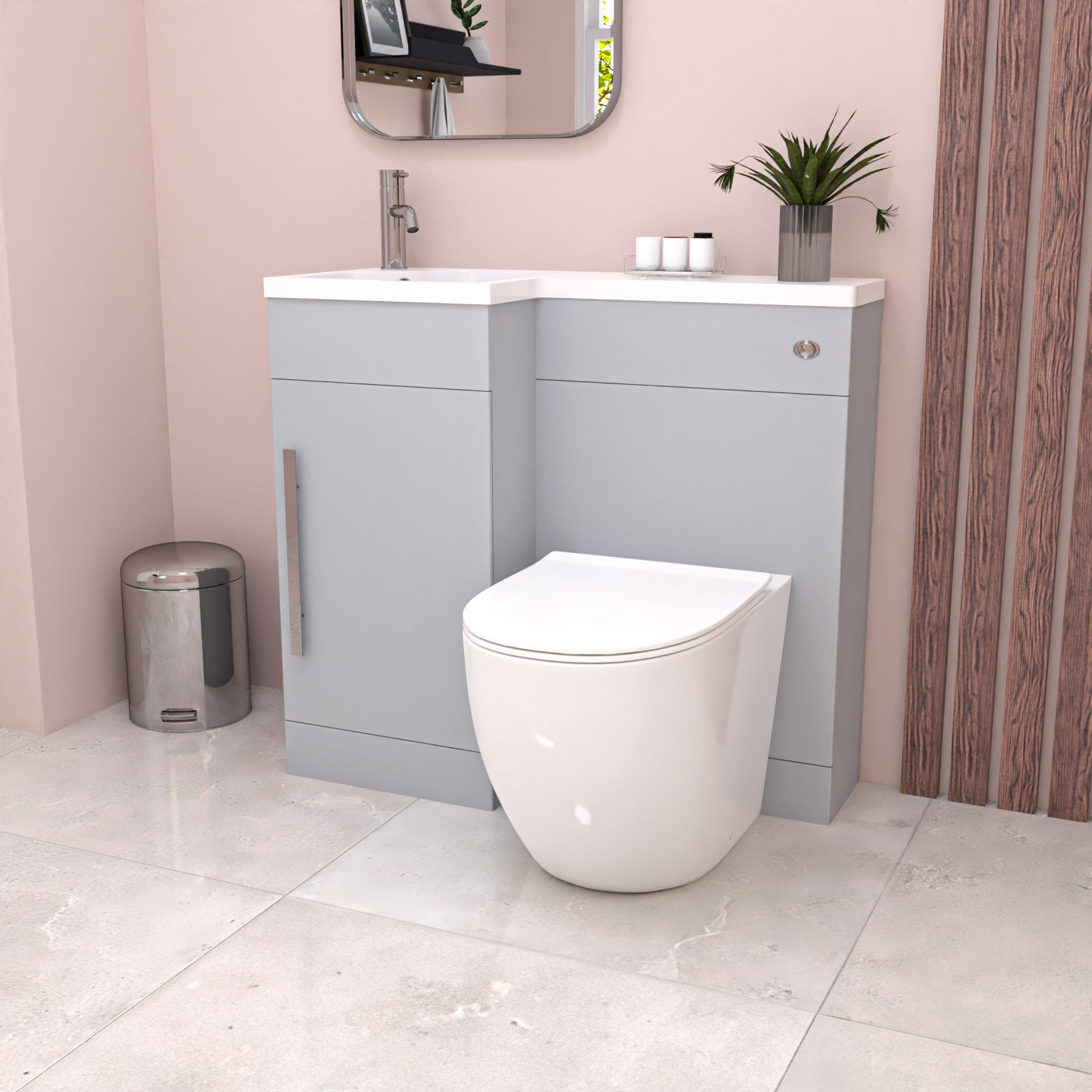 Alaska Matte Grey LH Flat Pack Vanity WC Unit with Resin Basin & BTW Toilet